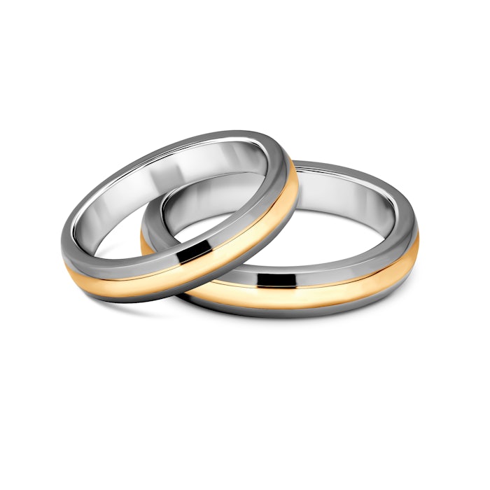 Obrączki ślubne: tytan, złoto, półokrągłe, 5 mm