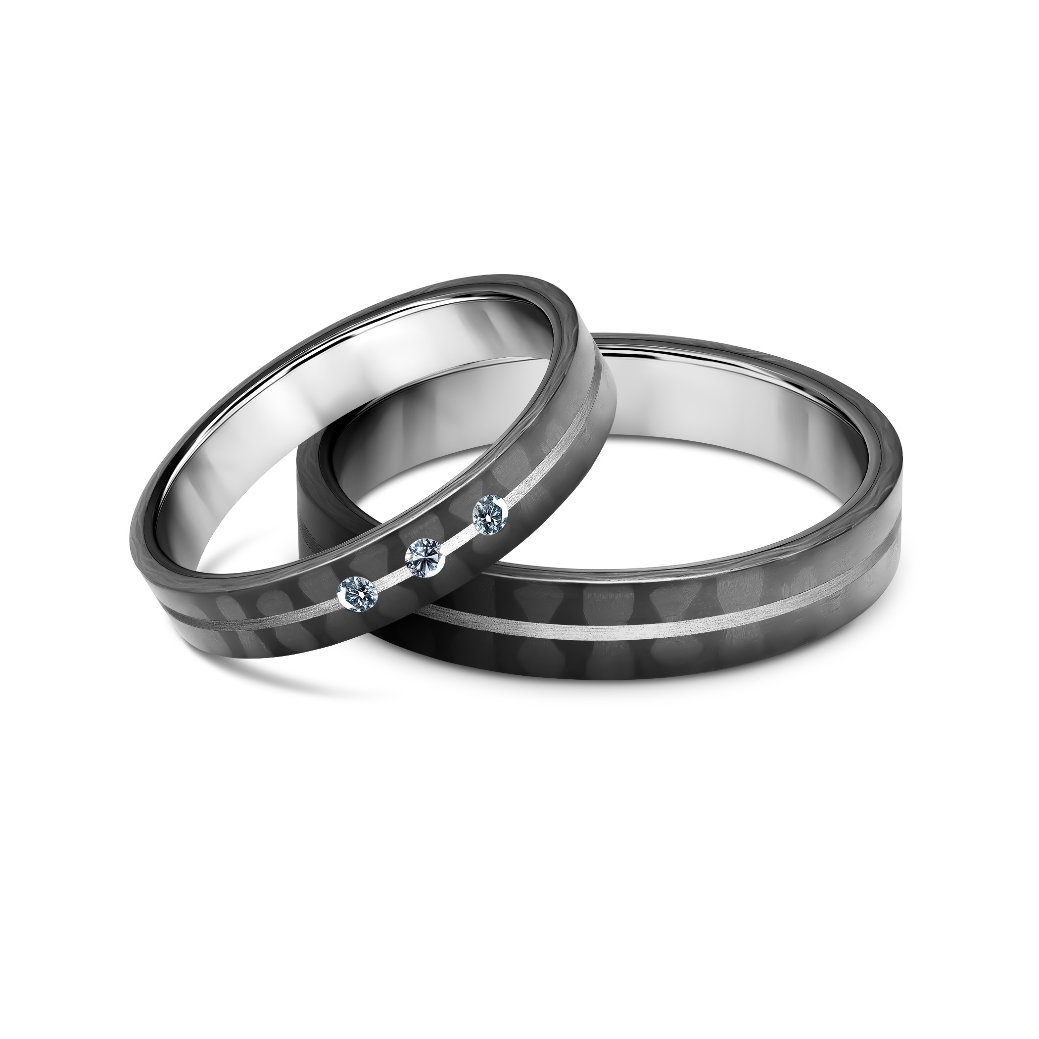 Snubní prsteny: karbon + titan, ploché, 4 mm