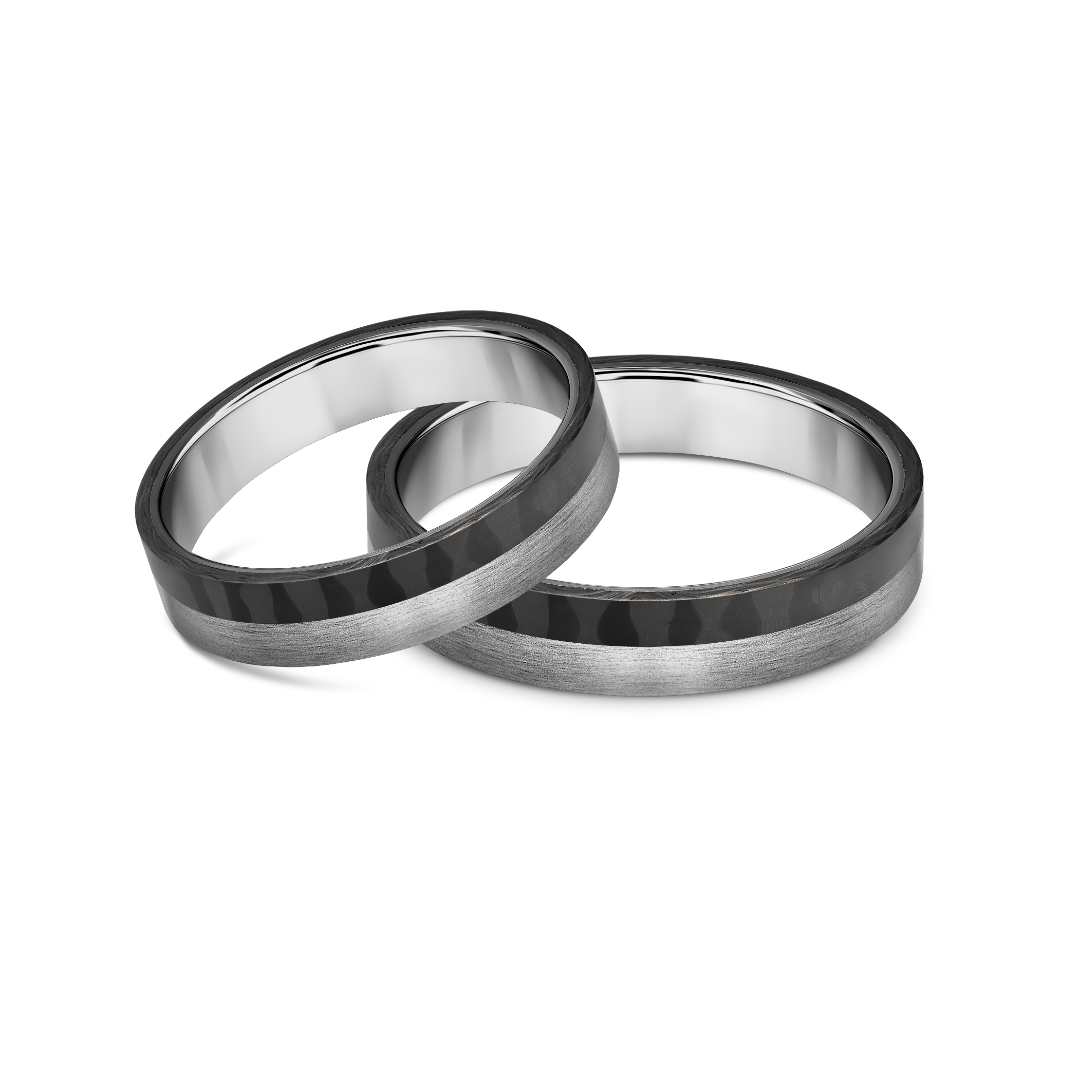 Snubní prsteny: karbon + titan, ploché, 4 mm