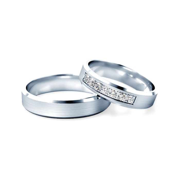 Snubní prsteny: bílé zlato, s drážkou, 5 mm