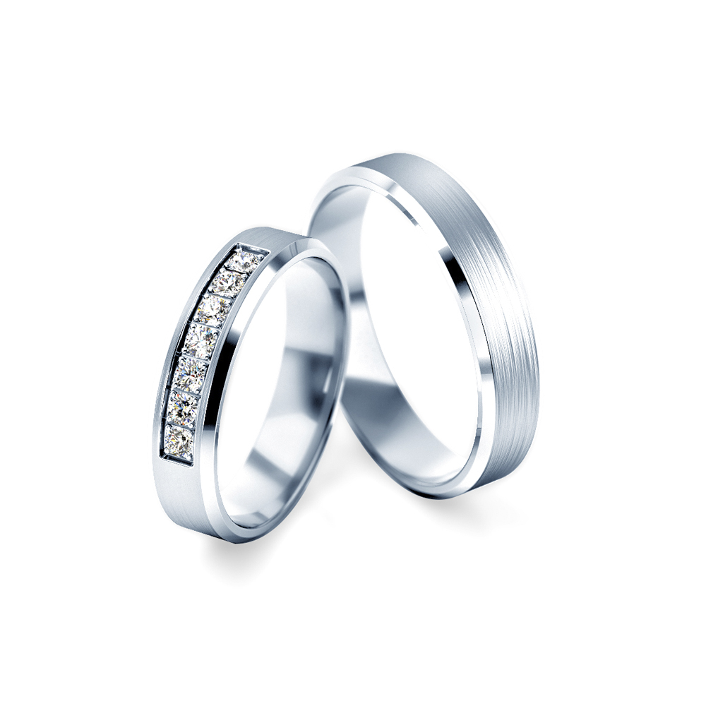 Obrączki ślubne: białe złoto, z fazą, 4 mm