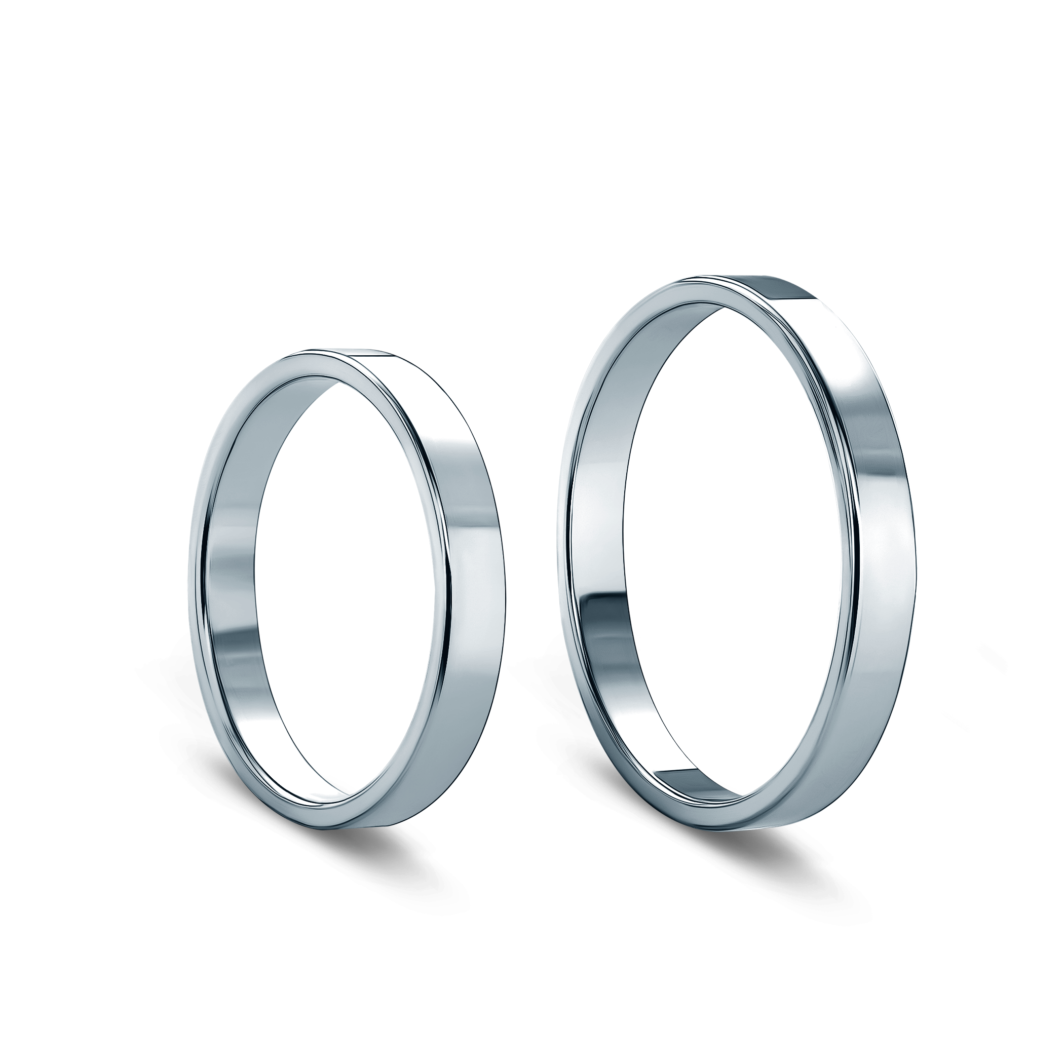 Trauringe: Platin, flach, 3 mm