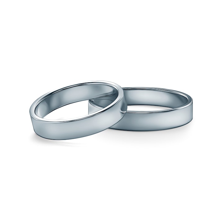 Obrączki ślubne: platyna, płaskie, 4 mm