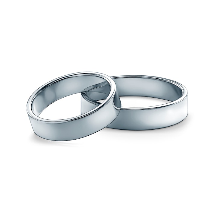 Snubní prsteny: platina, ploché, 5 mm