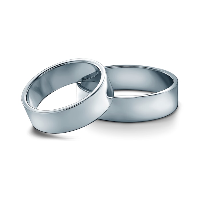 Snubní prsteny: platina, ploché, 6 mm