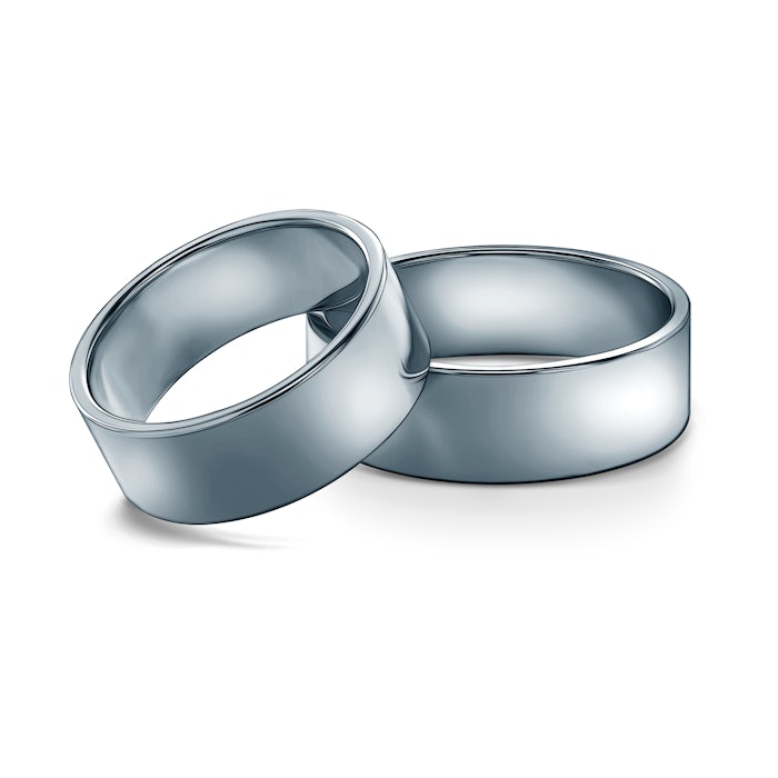 Svadobné obrúčky: platina, ploché, 7 mm