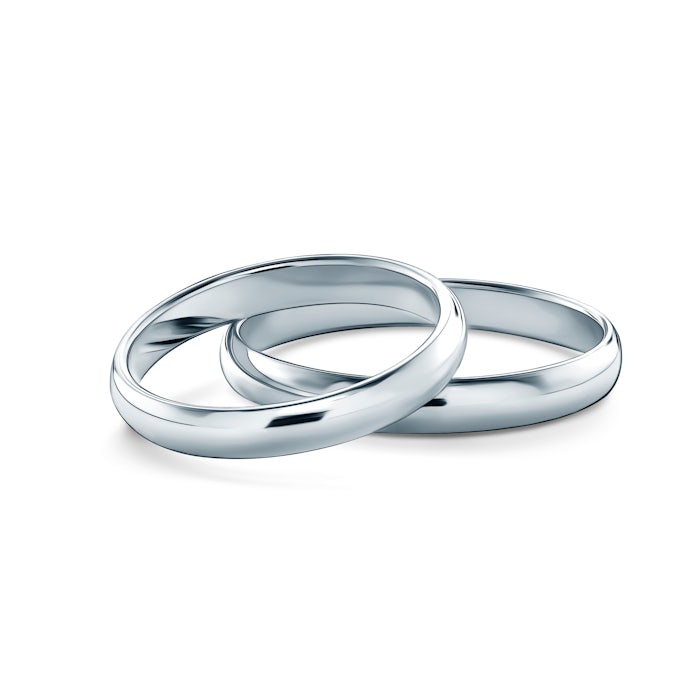 Snubní prsteny: platina, půlkulaté, 3 mm