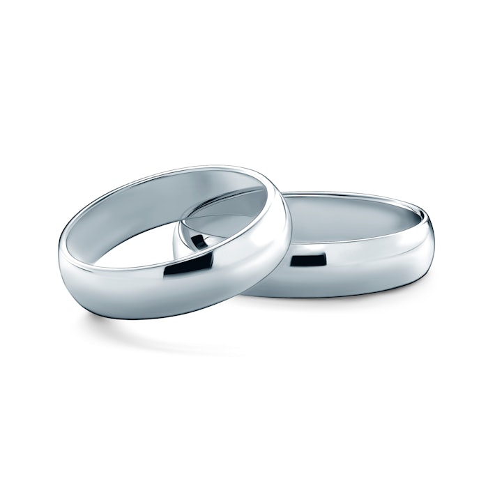 Obrączki ślubne: platyna, półokrągłe, 5 mm