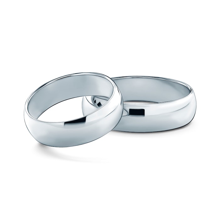 Obrączki ślubne: platyna, półokrągłe, 6 mm