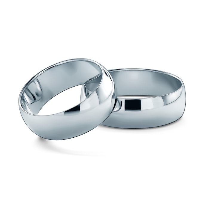 Snubní prsteny: platina, půlkulaté, 7 mm