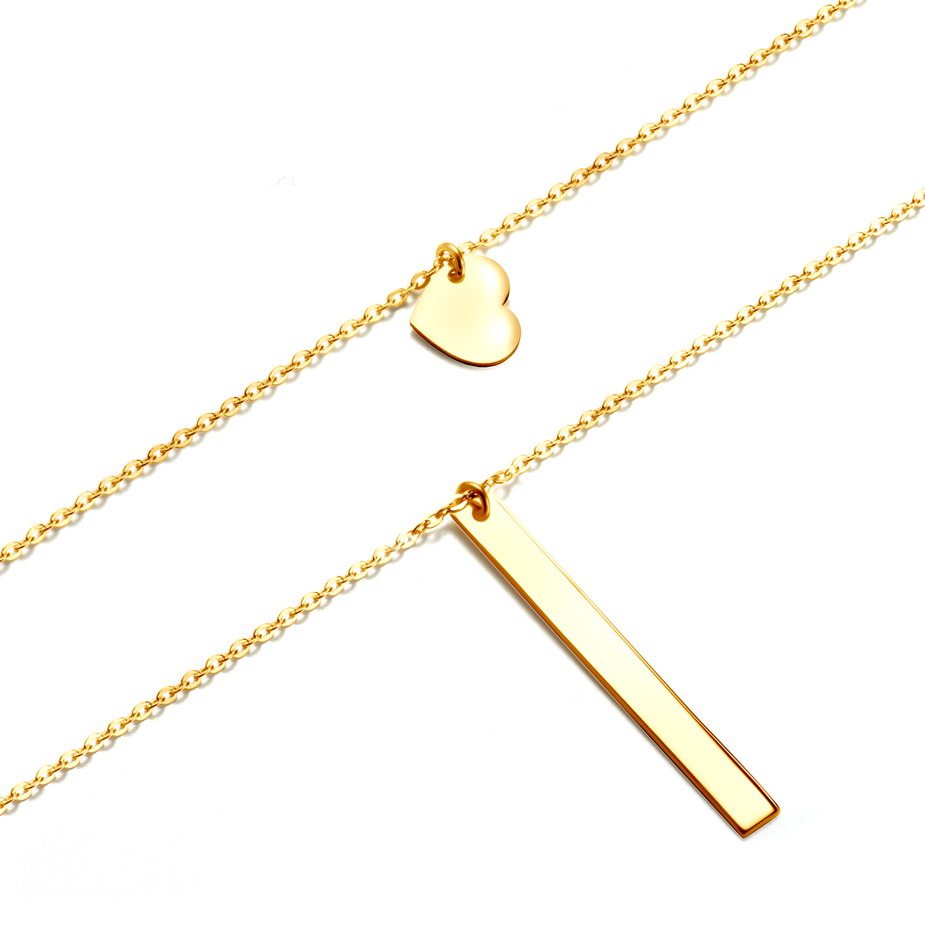 Naszyjnik serce srebrny pozłacany 42 cm - 3