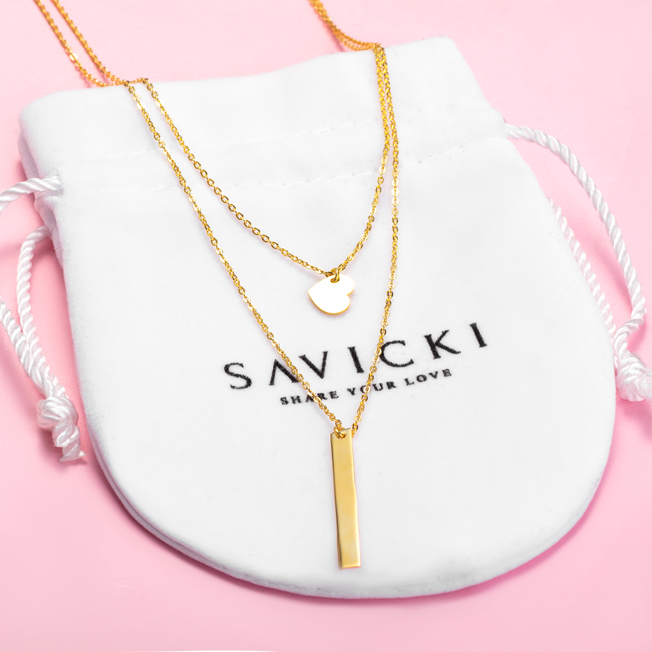 Naszyjnik serce srebrny pozłacany 42 cm - 4