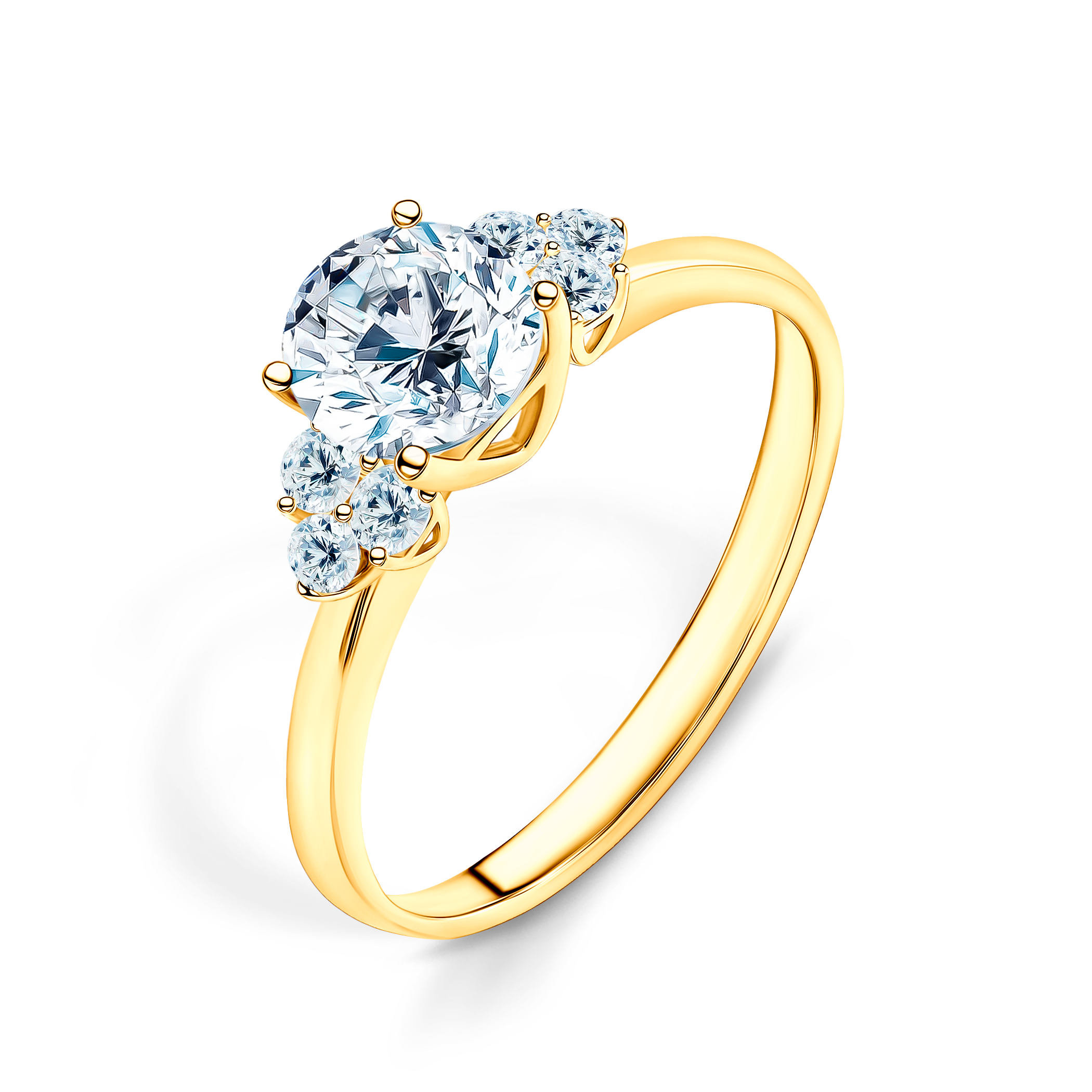 Pierścionek zaręczynowy Fairytale: złoty, diament laboratoryjny