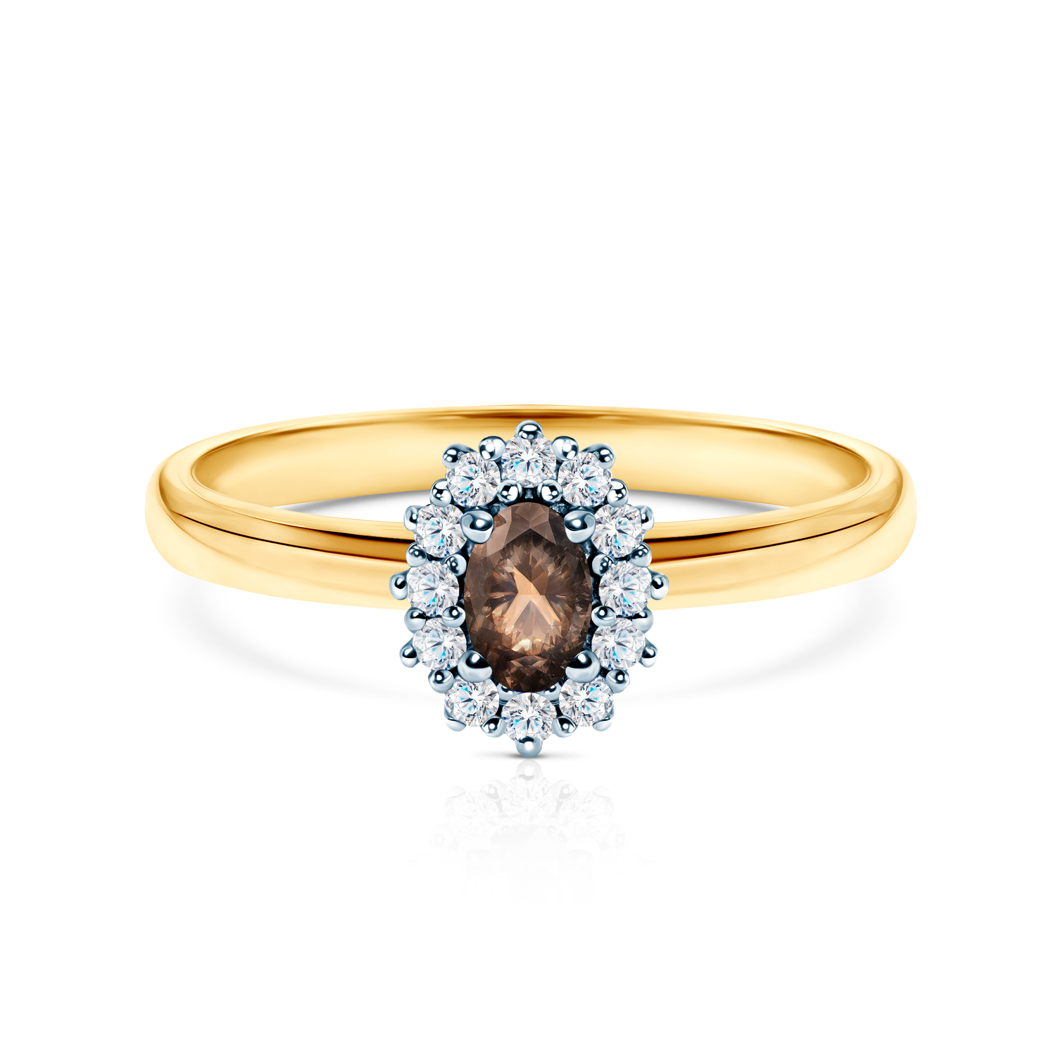 Pierścionek zaręczynowy Savicki: dwukolorowe złoto, kwarc