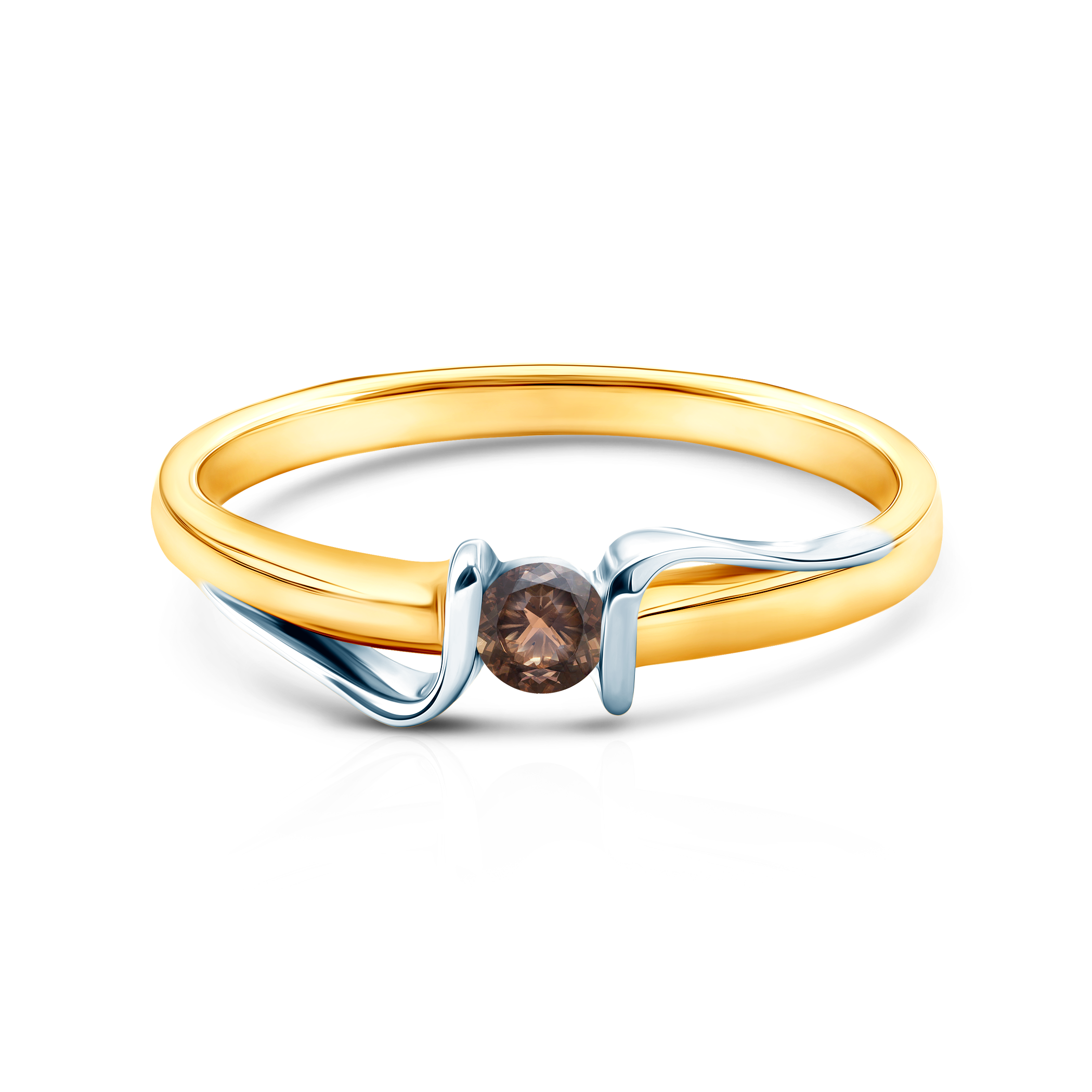 Pierścionek zaręczynowy Savicki: dwukolorowe złoto, kwarc