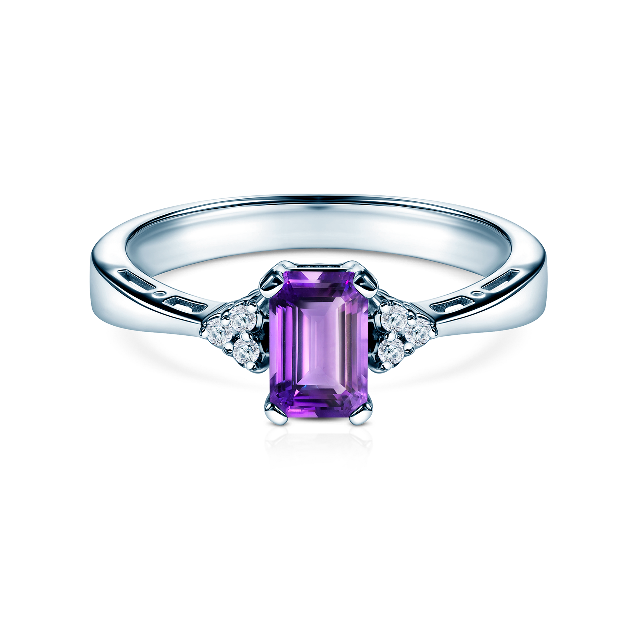 Pierścionek zaręczynowy Savicki: białe złoto, ametyst, diamenty