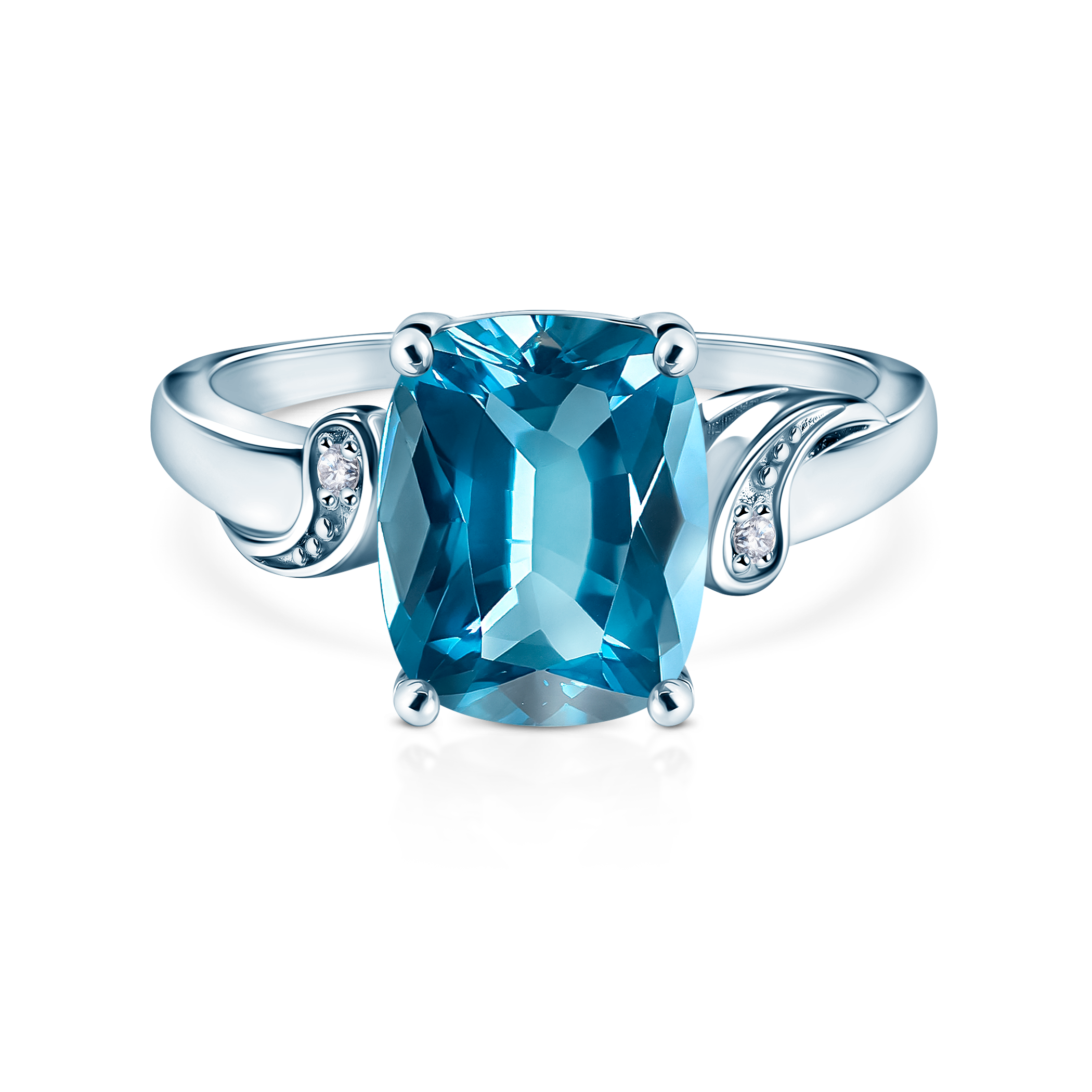 Pierścionek zaręczynowy Savicki: białe złoto, topaz, diamenty