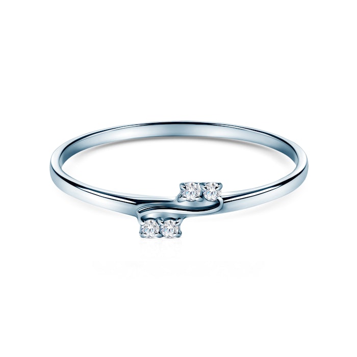 Pierścionek zaręczynowy Savicki: białe złoto, diamenty