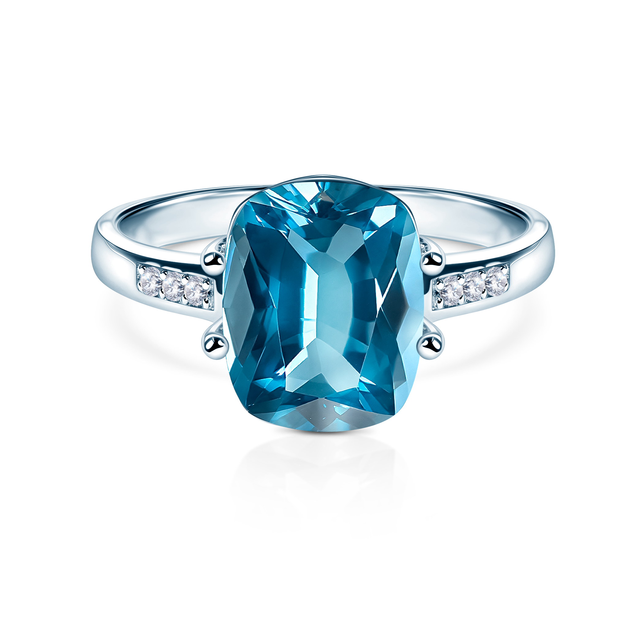 Pierścionek zaręczynowy Savicki: białe złoto, topaz, diamenty