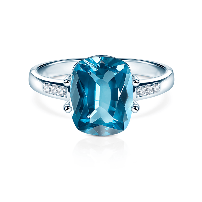 Pierścionek zaręczynowy Savicki: białe złoto, topaz, diamenty