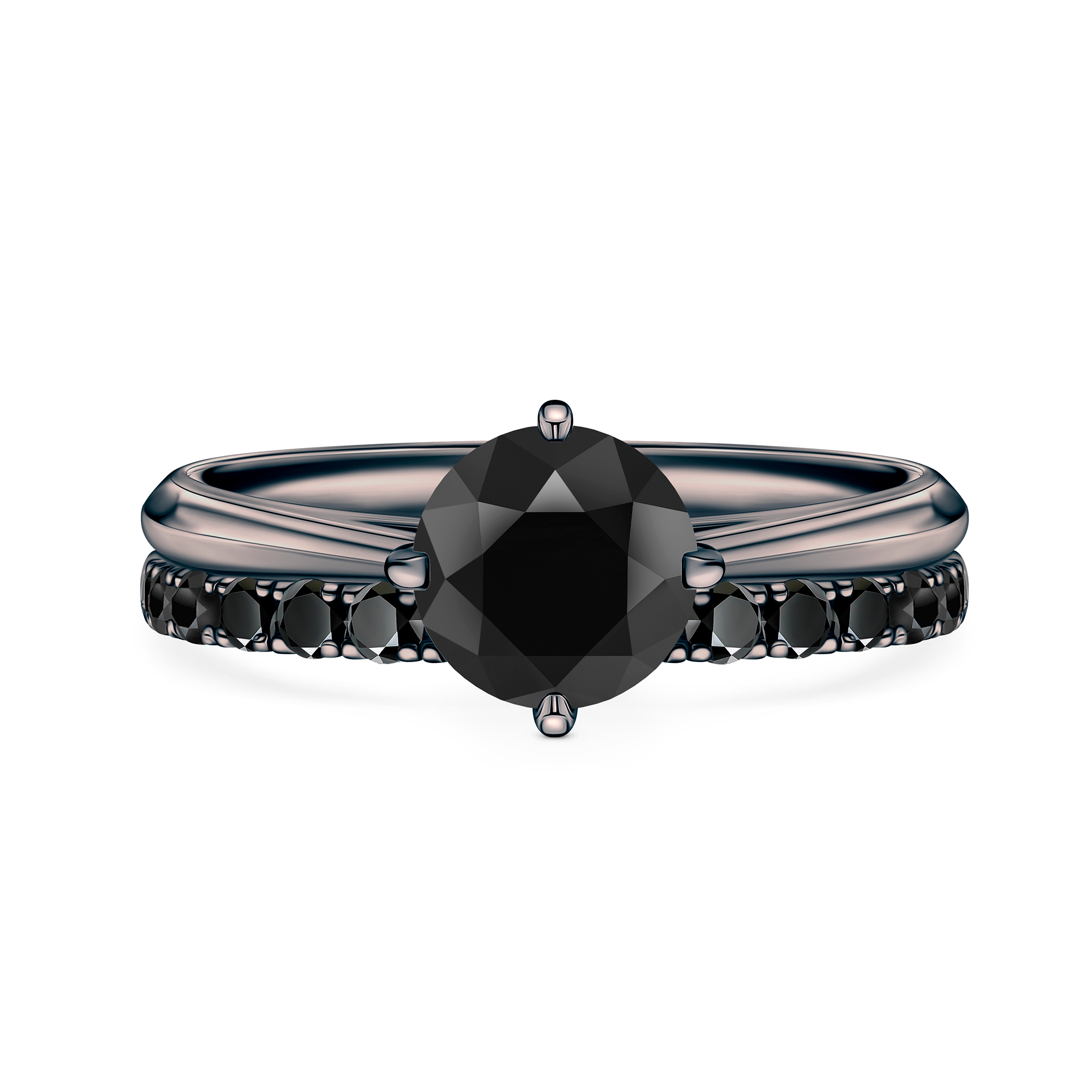 Obrączki ślubne The Light: czarne złoto, czarne diamenty, półokrągłe, 1,5 mm i 3,5 mm