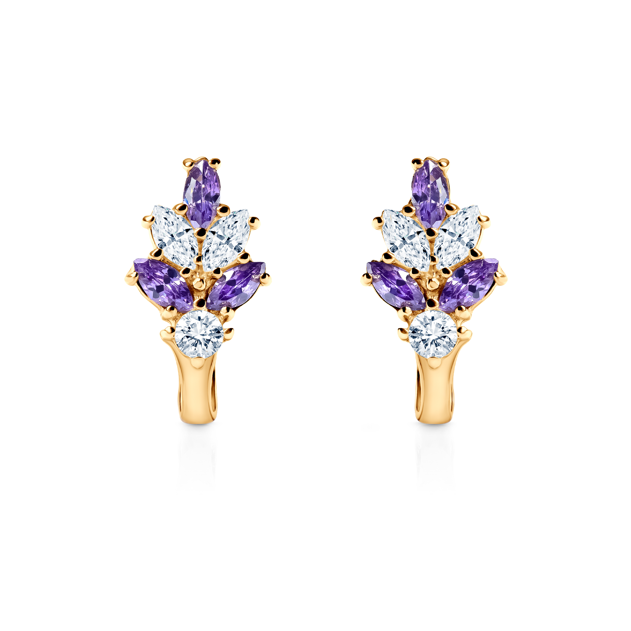 Earrings SAVICKI: yellow gold, zirconia