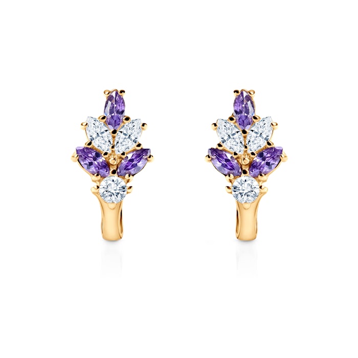 Earrings SAVICKI: yellow gold, zirconia