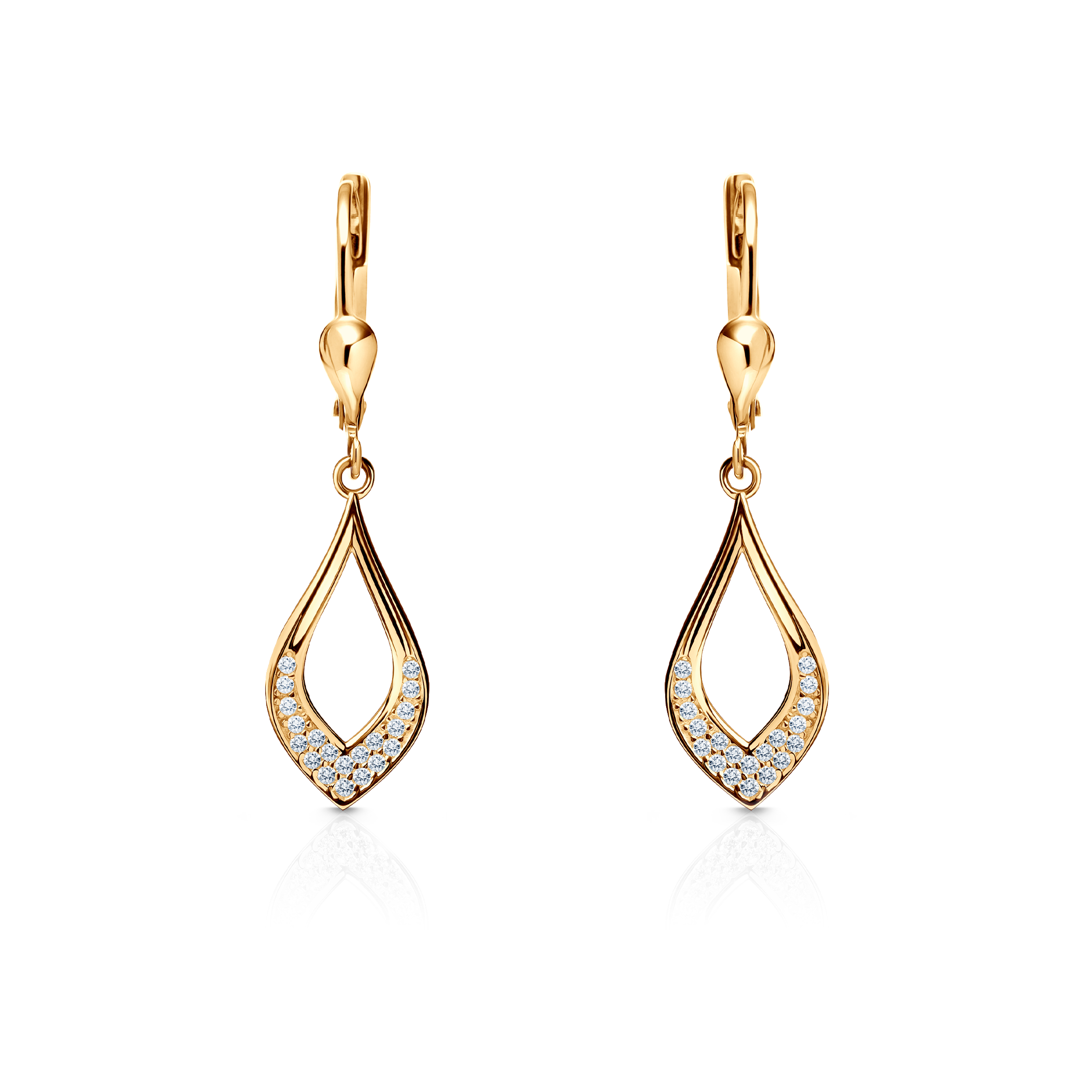 Náušnice SAVICKI: žluté zlato, zirkony