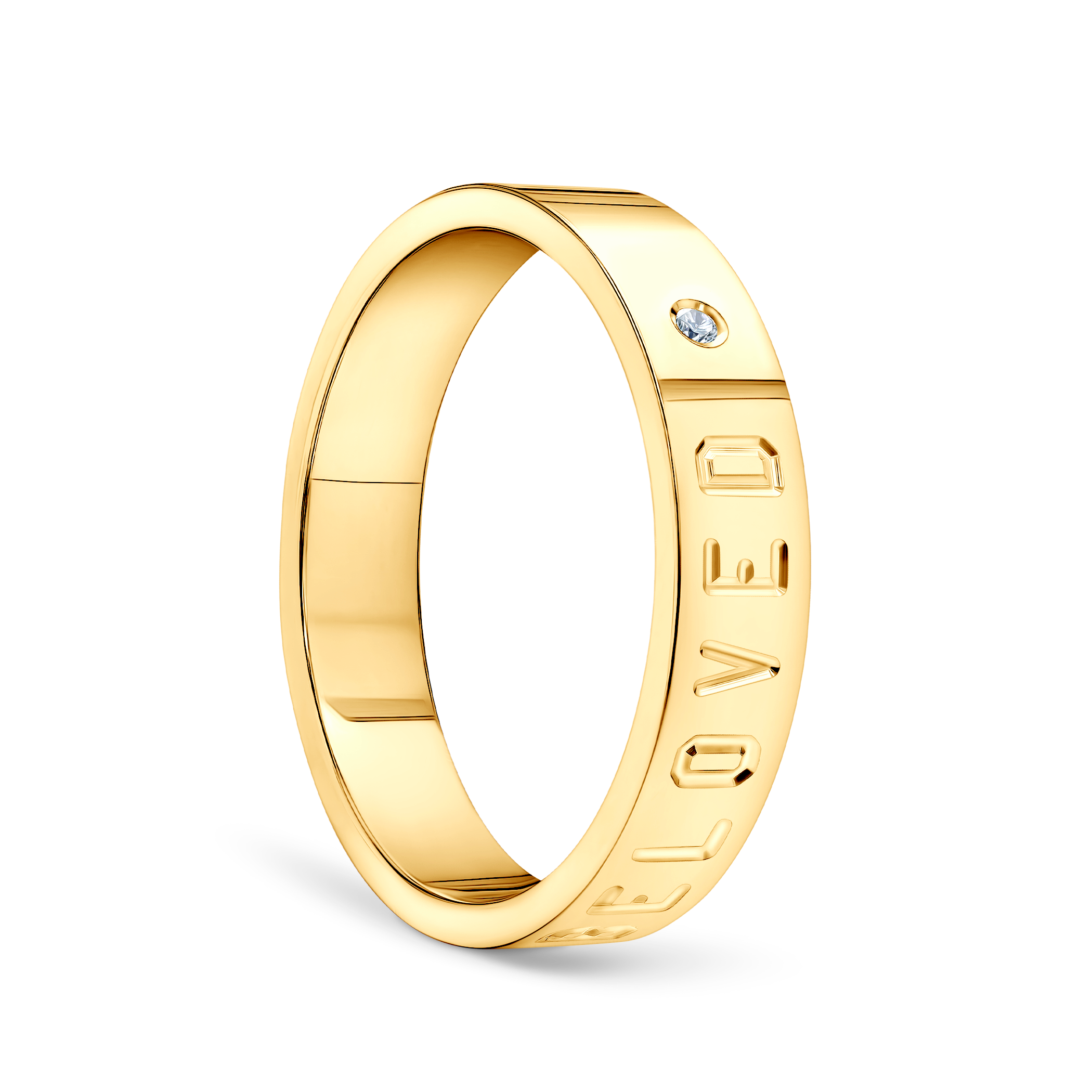 Obrączka partnerska Sign of Love®: złota, diament, płaska, 4mm - 4