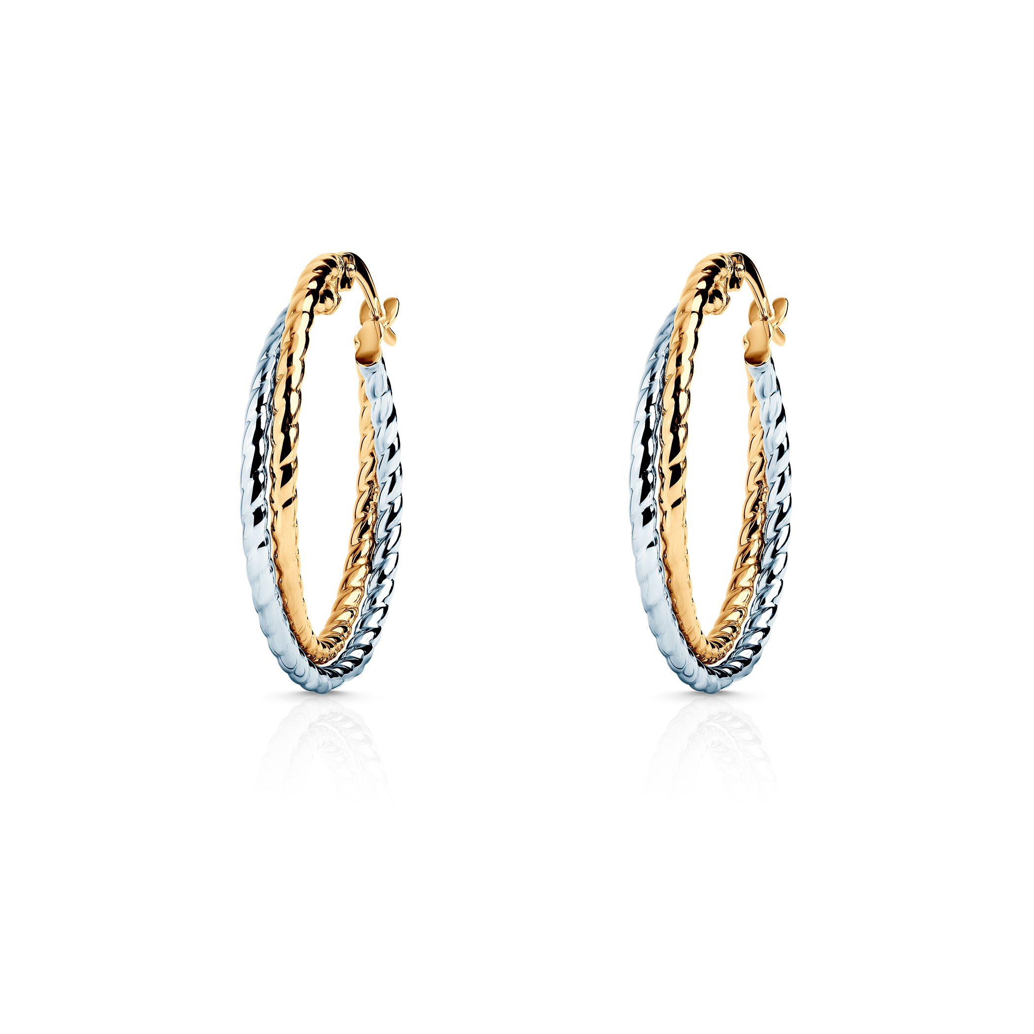 Kolczyki koła SAVICKI: dwukolorowe złoto