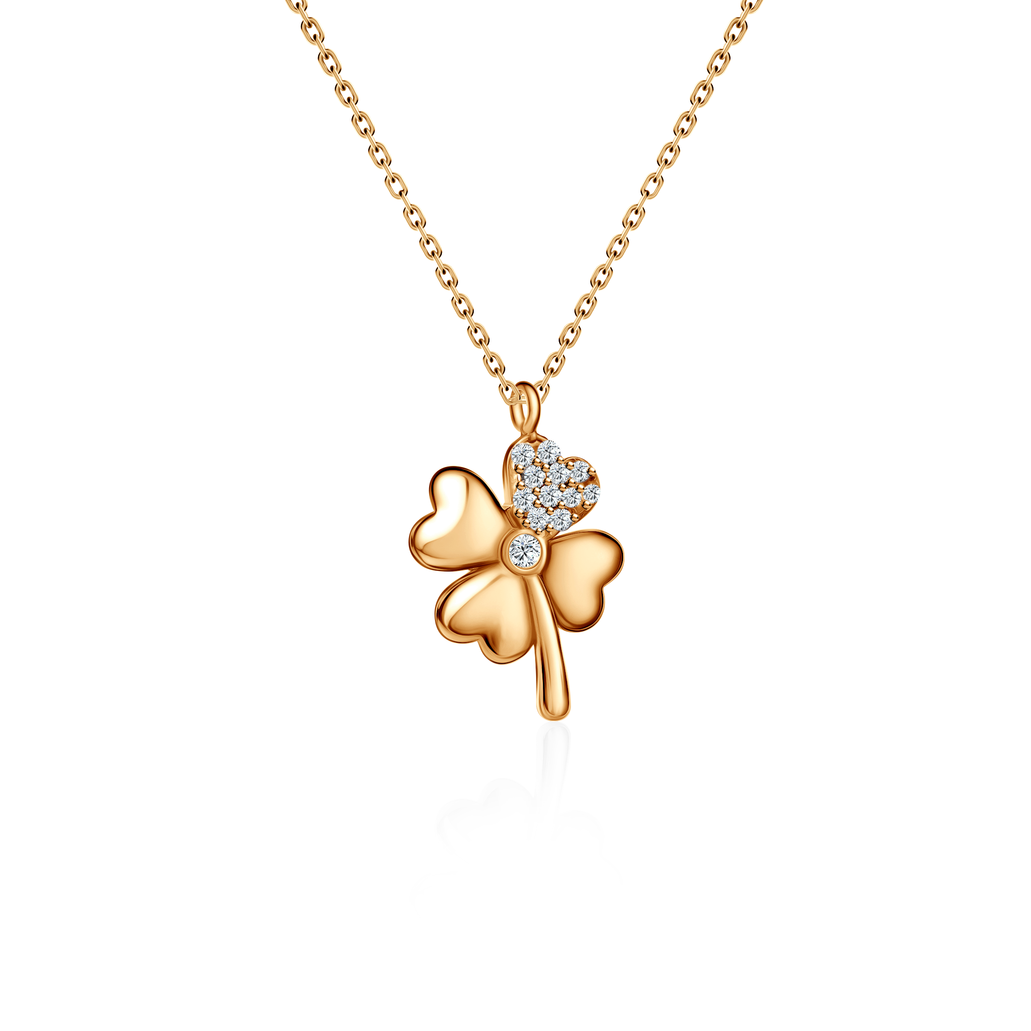 Necklace Clover SAVICKI: gold, zirconia