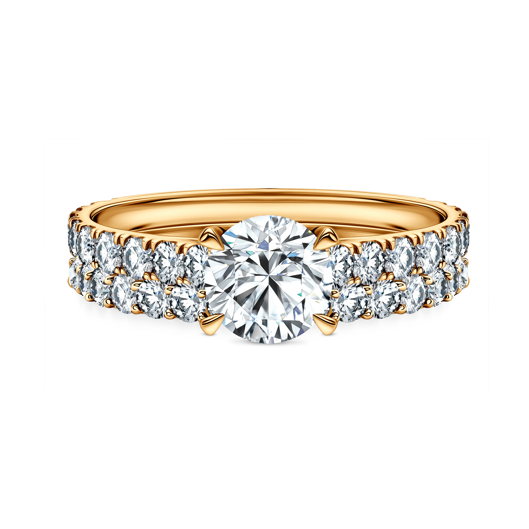 Share Your Love Collection | Side-Stone Engagement Ring: gold, diamond