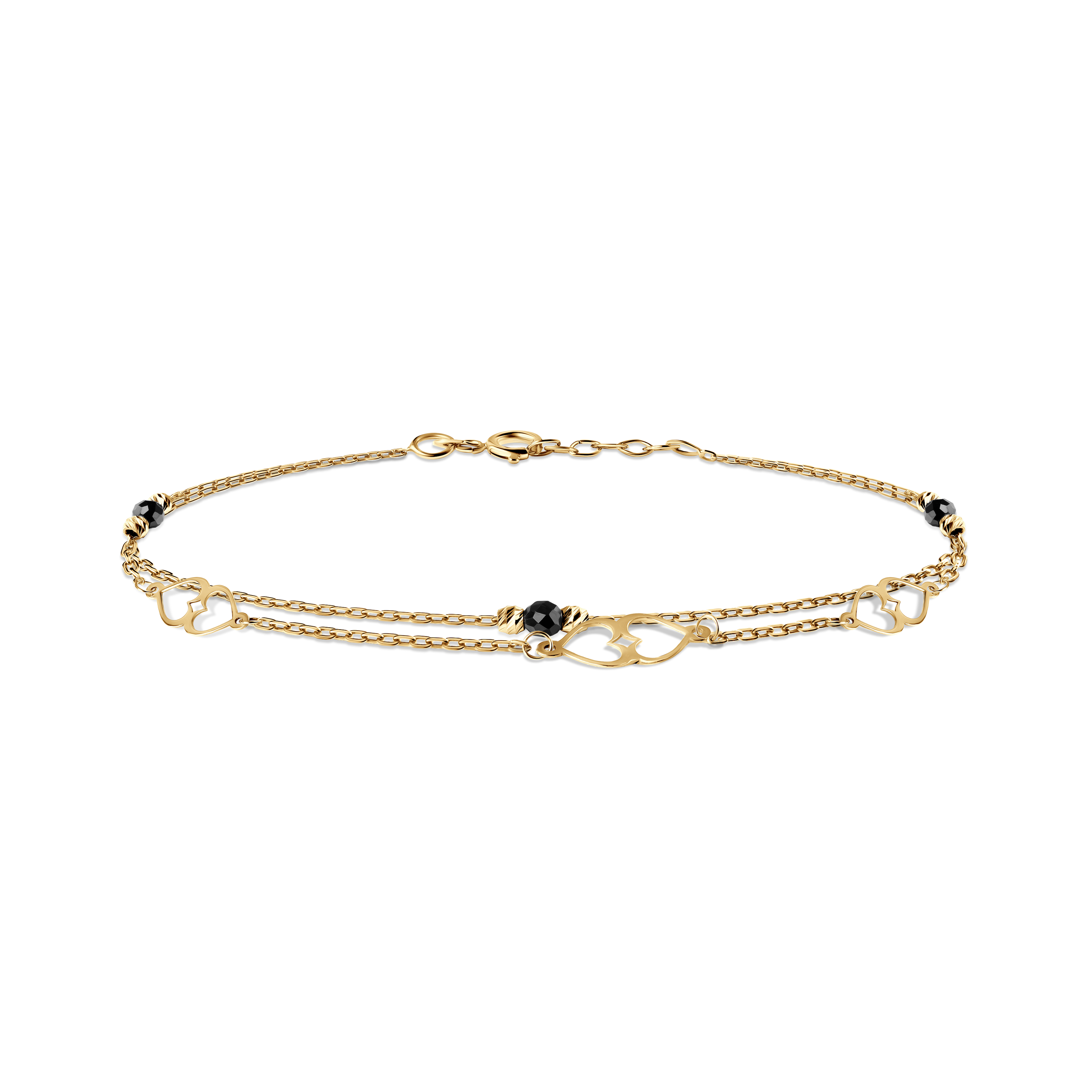 Náramok srdiečko SAVICKI: žlté zlato, zirkóny