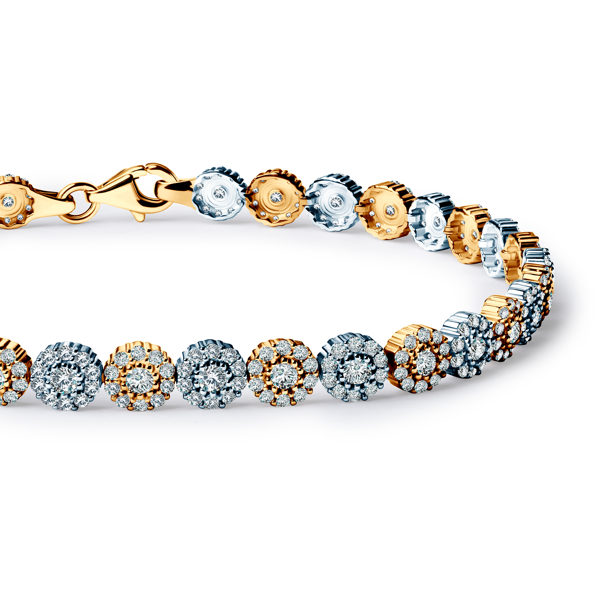 Tennisarmband SAVICKI 5,0 mm: zweifarbiges Gold 585, Zirkonia