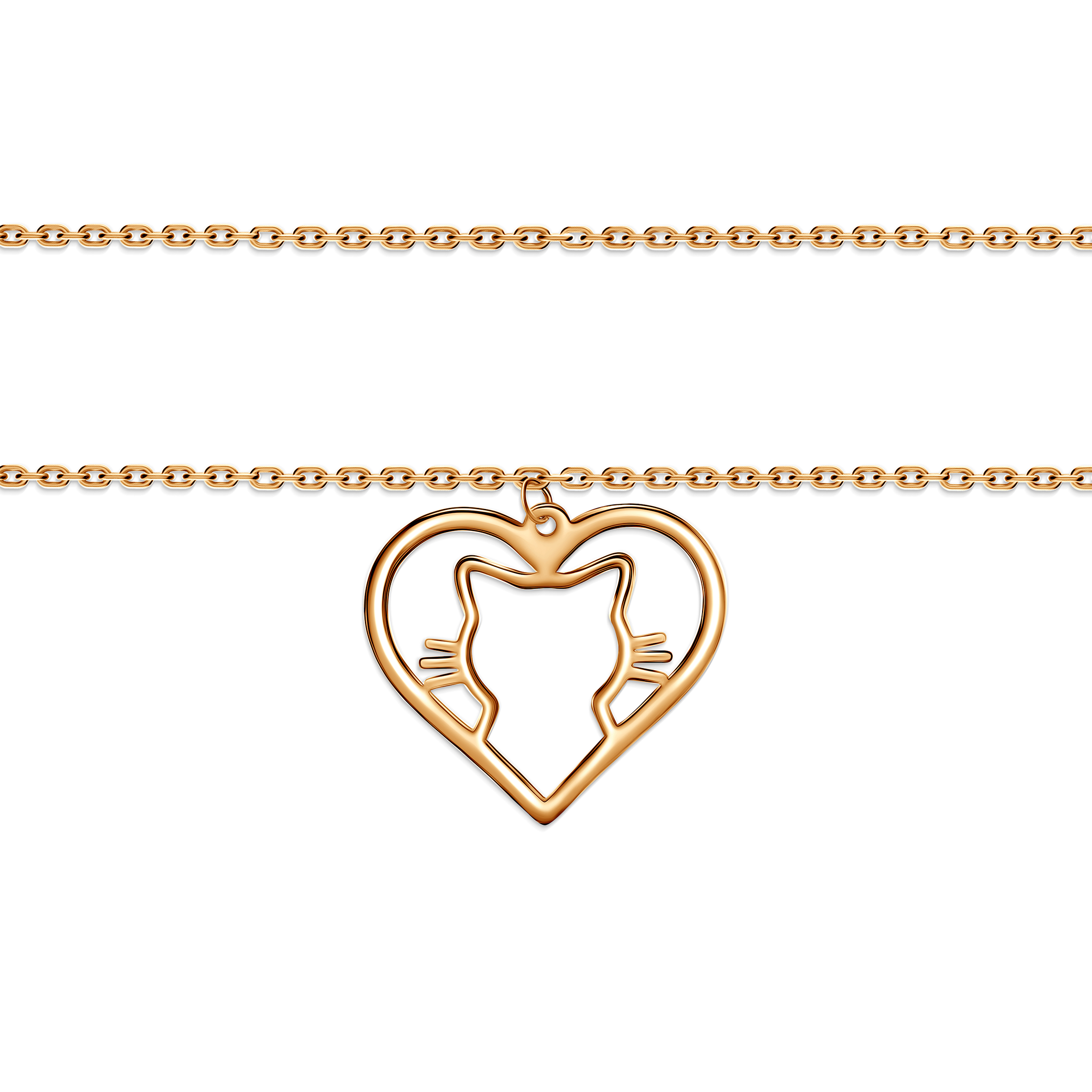 Naszyjnik serce i kot Savicki: złoty 585