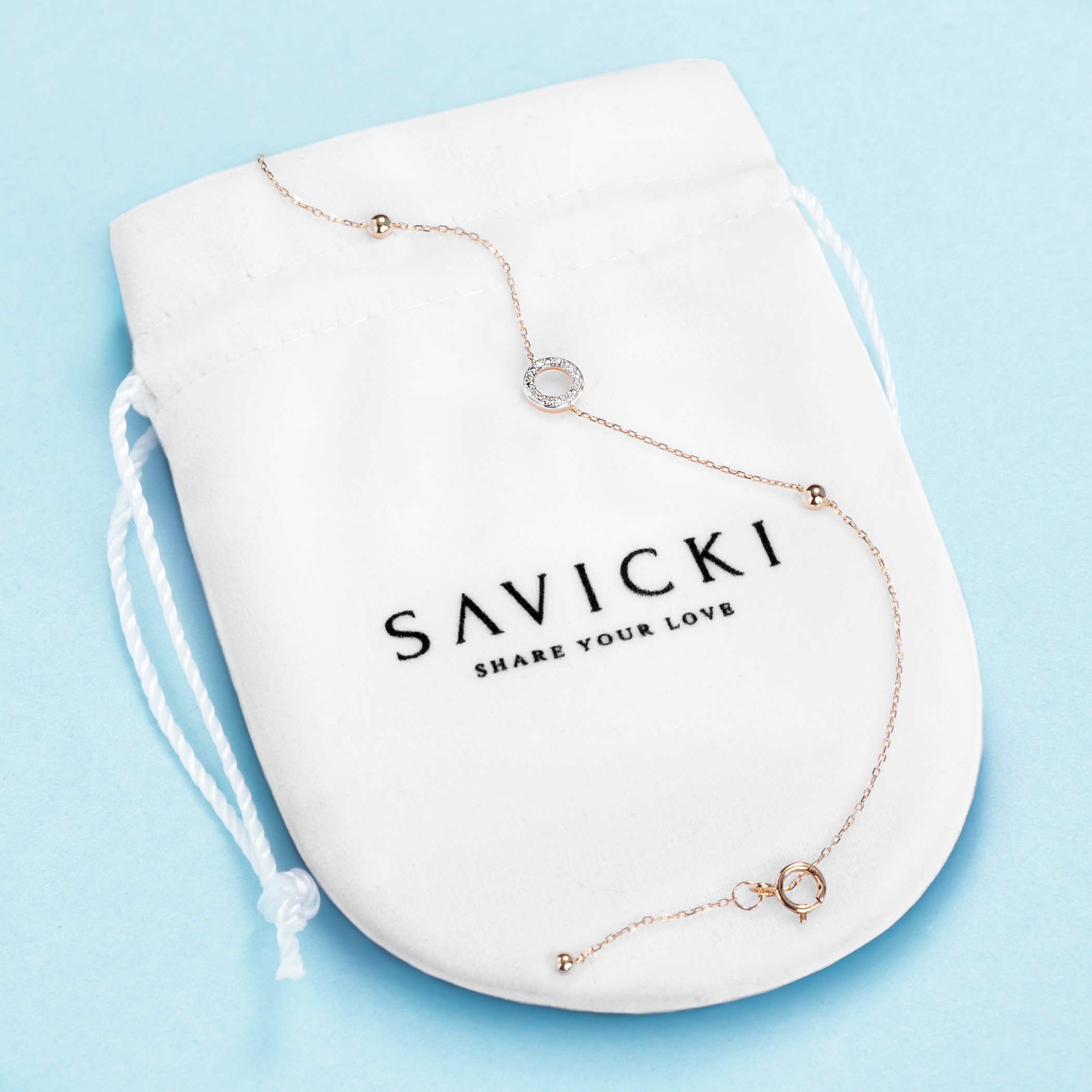 Bransoletka koło Savicki: złota, diamenty