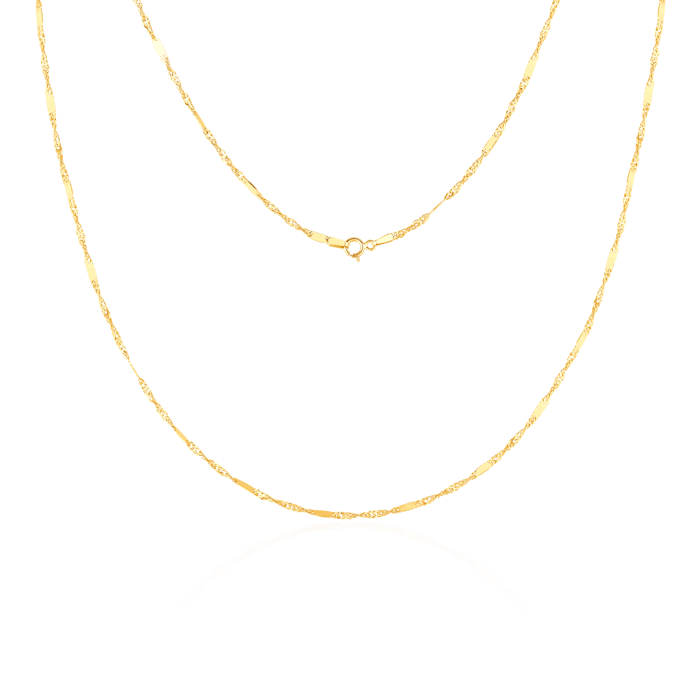 Łańcuszek Savicki 1,3mm: złoty 585, singapur z blaszką