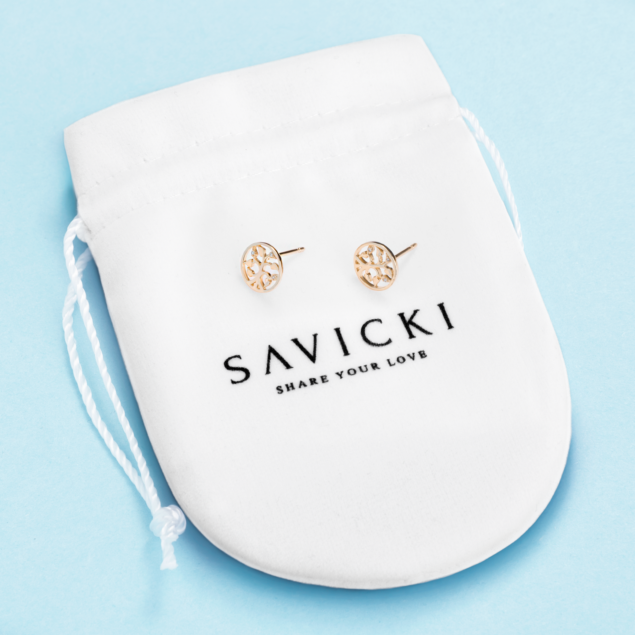 Kolczyki drzewo Savicki: złote, diamenty