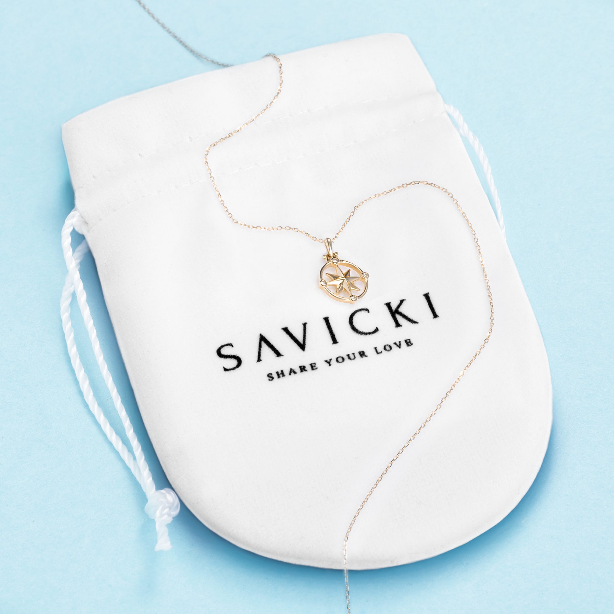 Naszyjnik róża wiatrów Savicki: złoty, diamenty