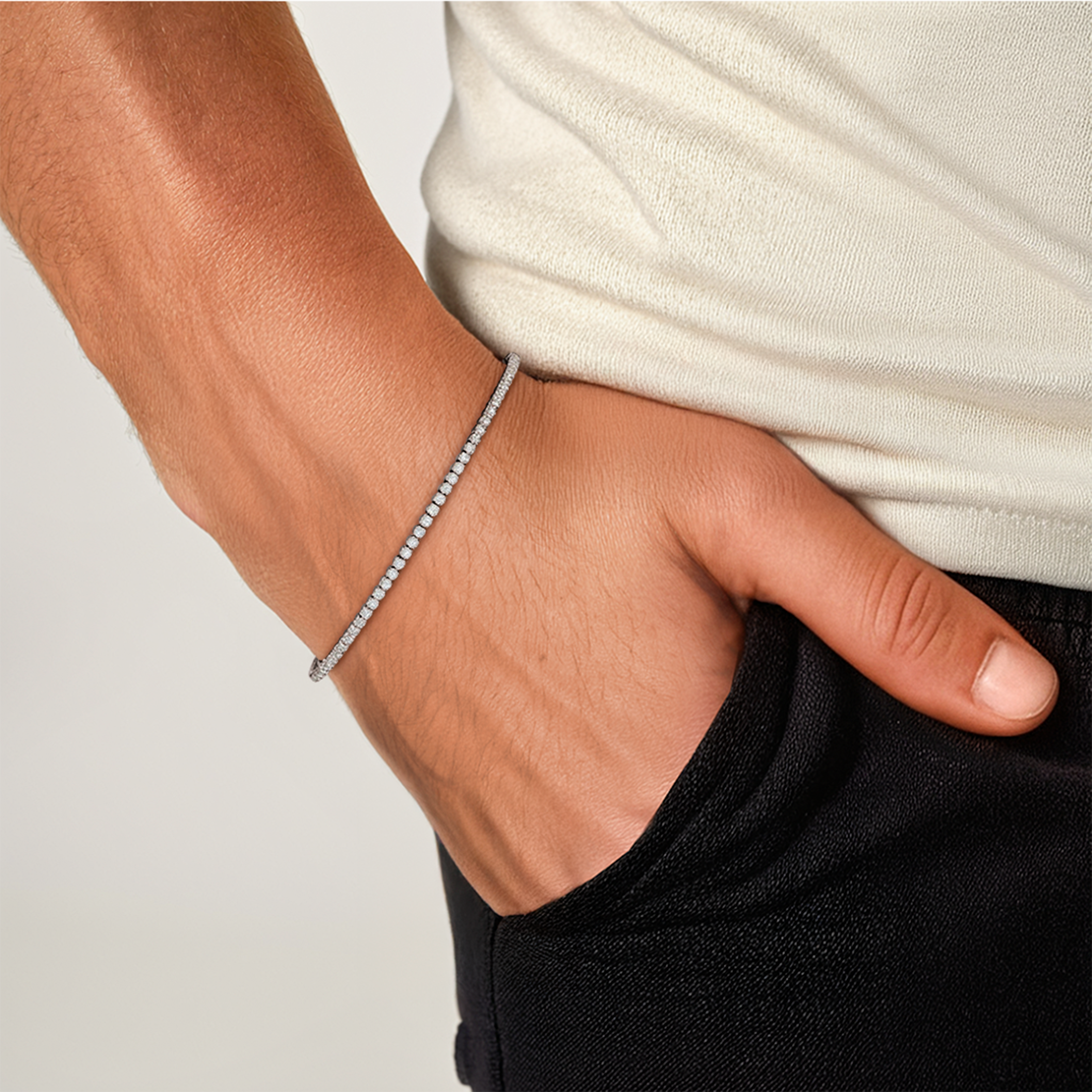 Bransoletka Luminy 2,1mm: białe złoto 585, cyrkonie