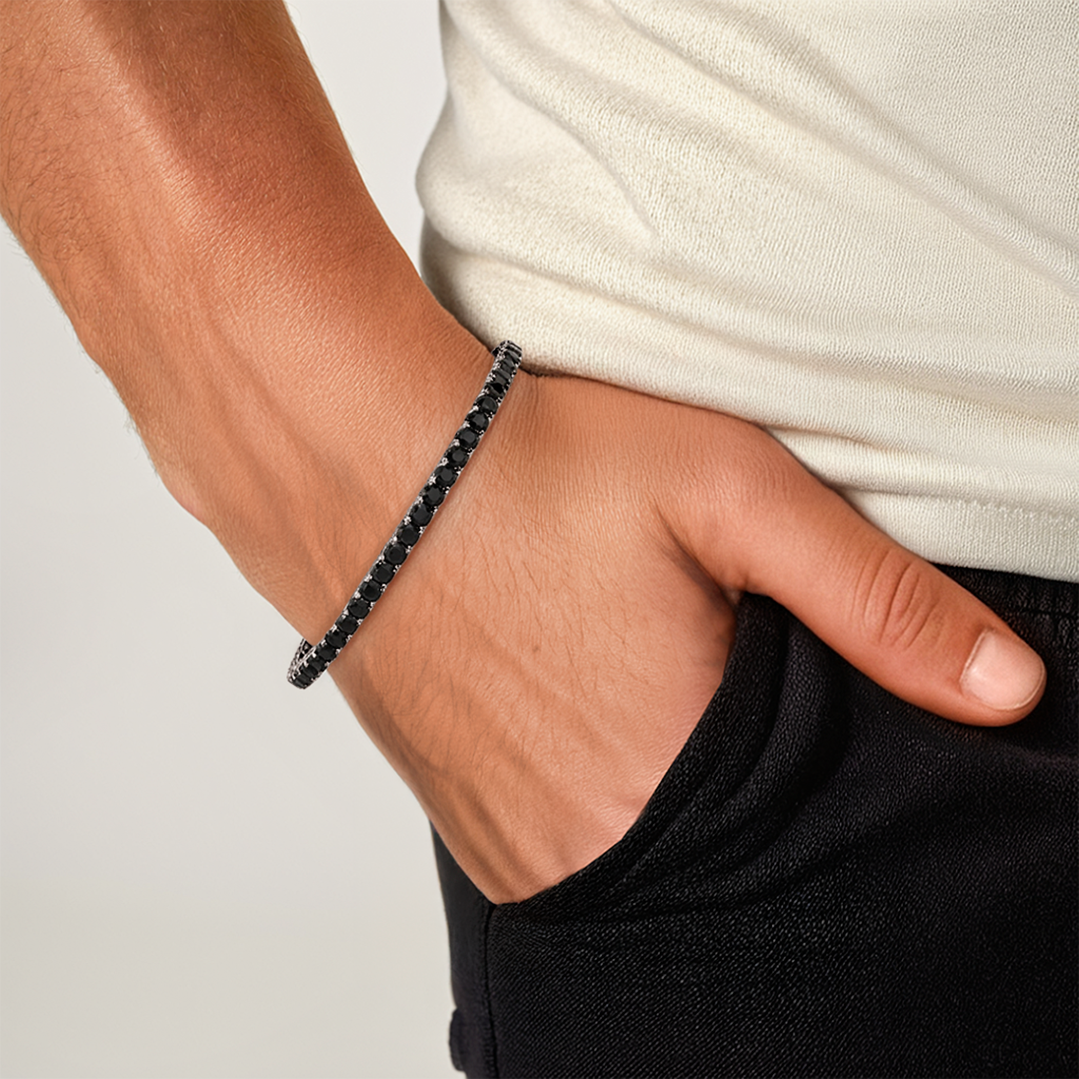 Bransoletka Luminy 2,8mm: białe złoto 585, cyrkonie