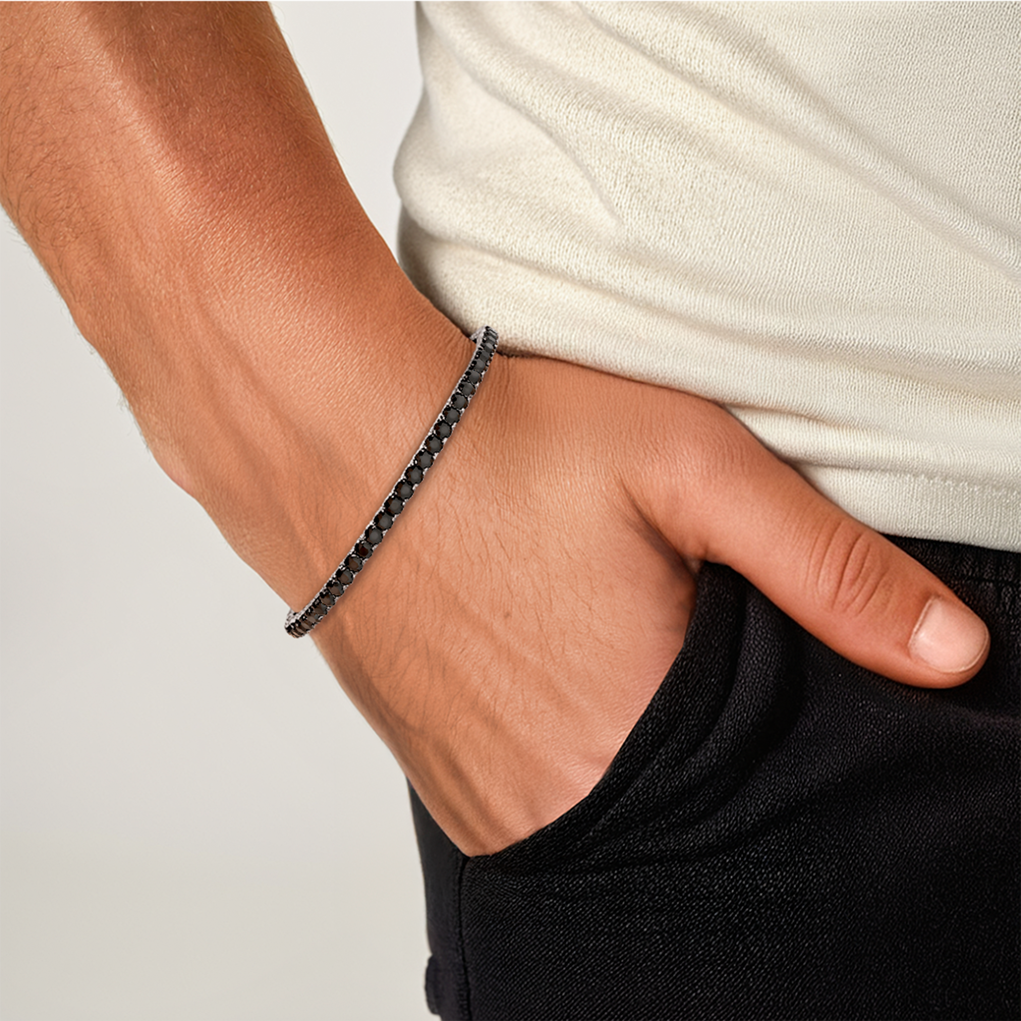 Bransoletka Luminy 2,8mm: białe złoto 585, cyrkonie