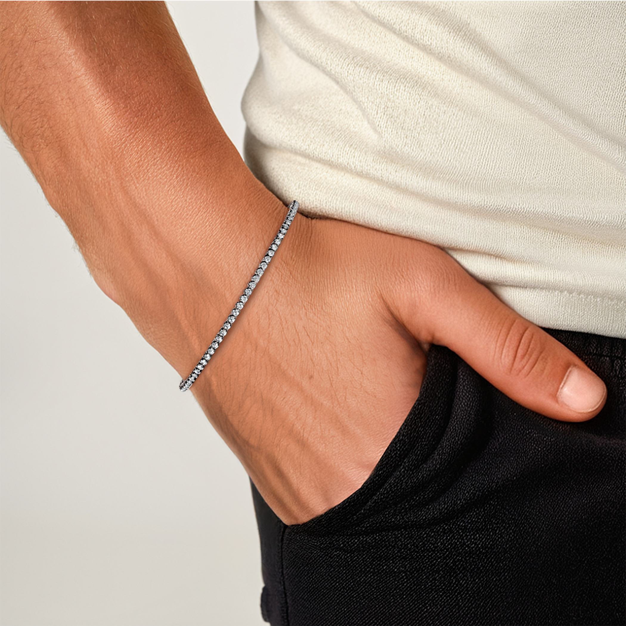 Bransoletka tenisowa SAVICKI 2,1mm: białe złoto 585, cyrkonie 