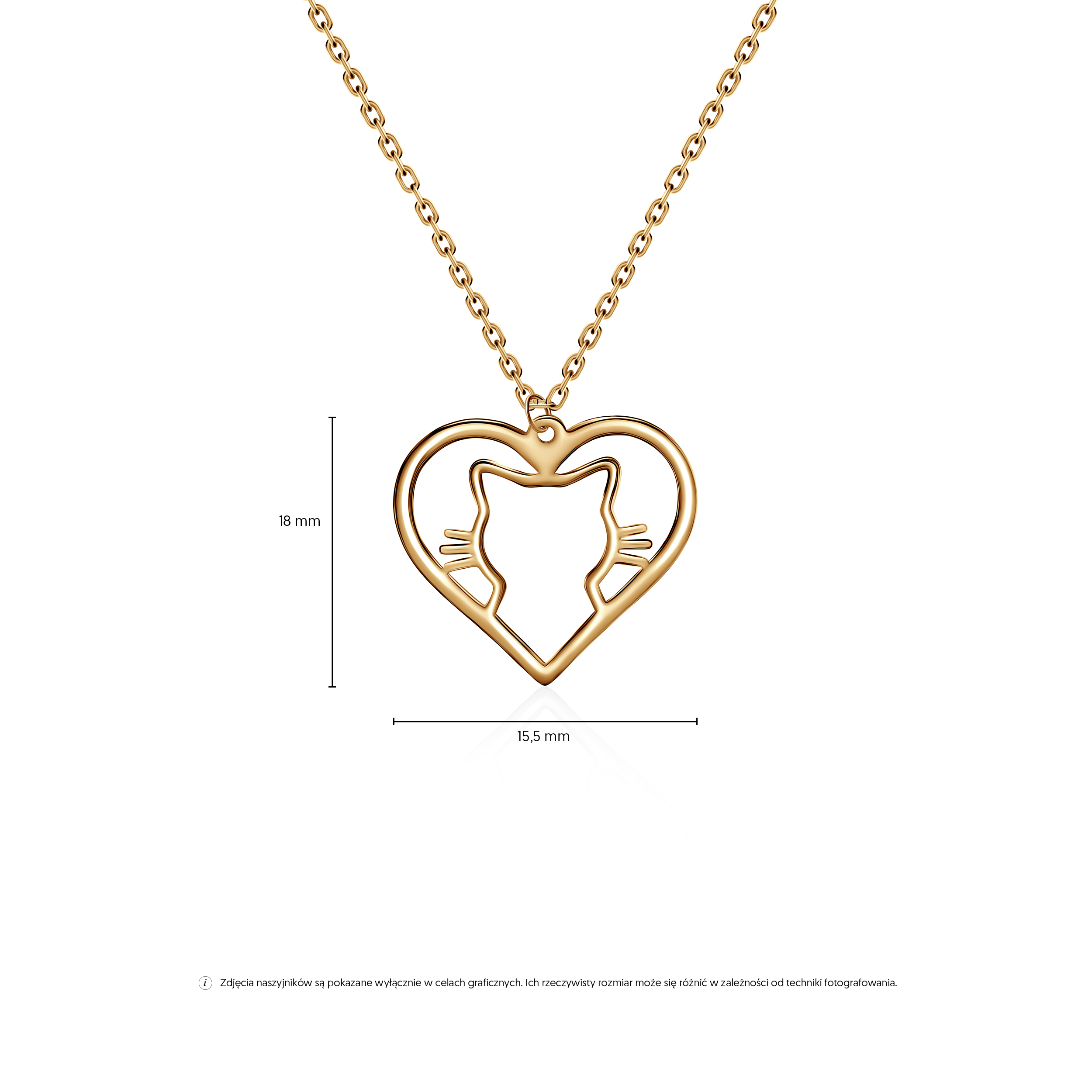 Naszyjnik serce i kot Savicki: złoty 585