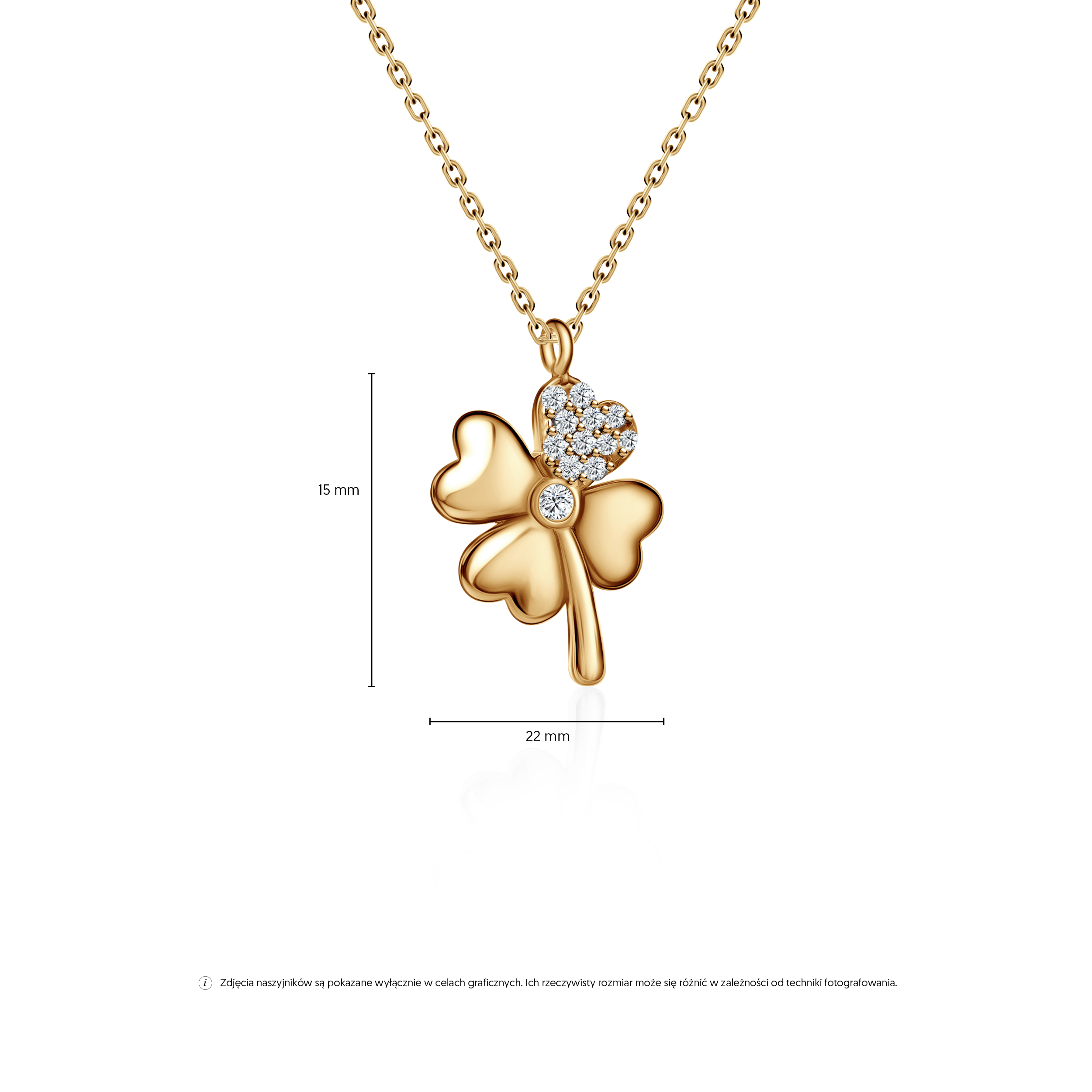 Kette Savicki Kleeblatt: Gold, Zirkonia