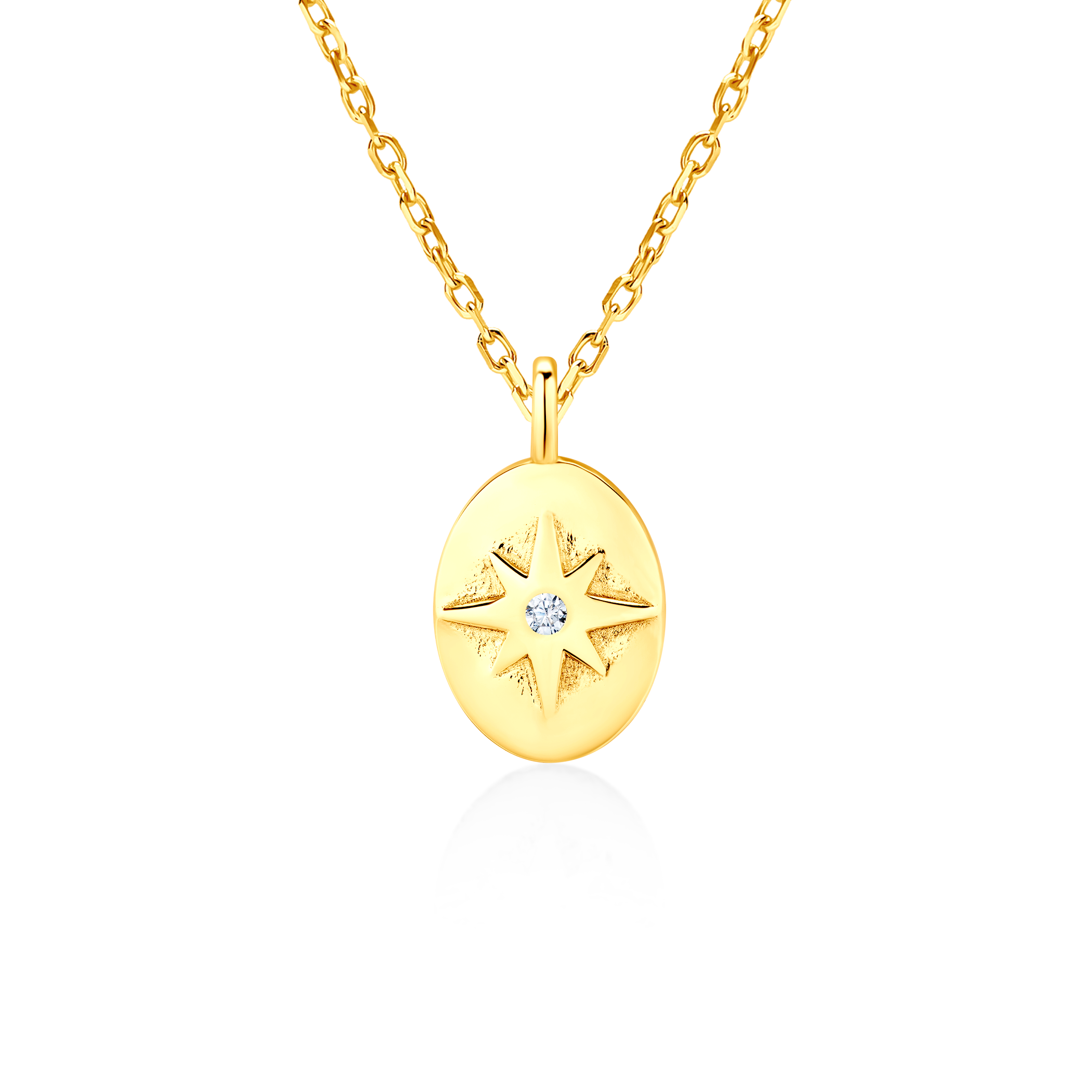Naszyjnik gwiazda Savicki: srebrny pozłacany, cyrkonia