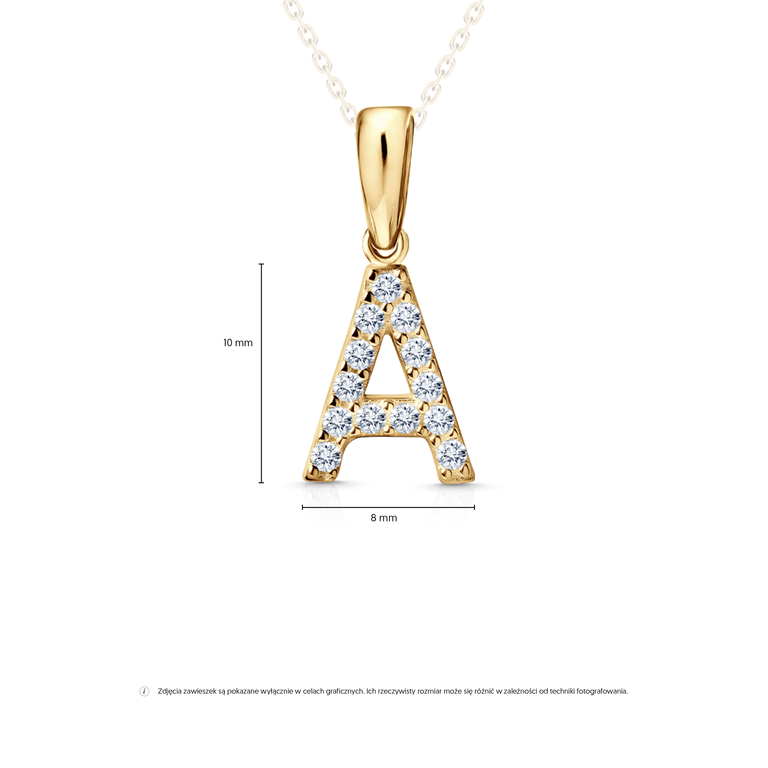 Anhänger SAVICKI Buchstabe A: Gelbgold, Zirkonia