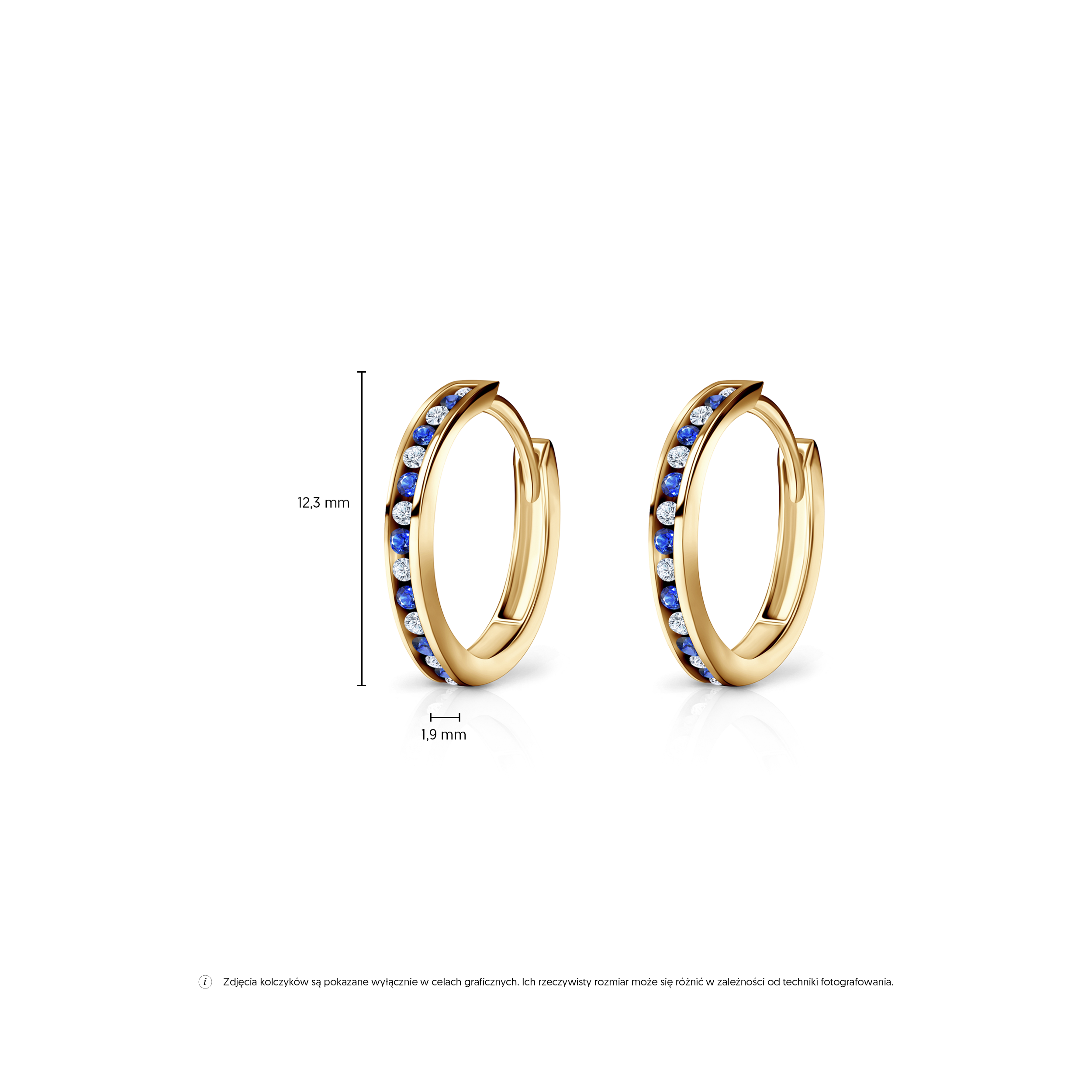 Kolczyki koła Savicki: złote, cyrkonie