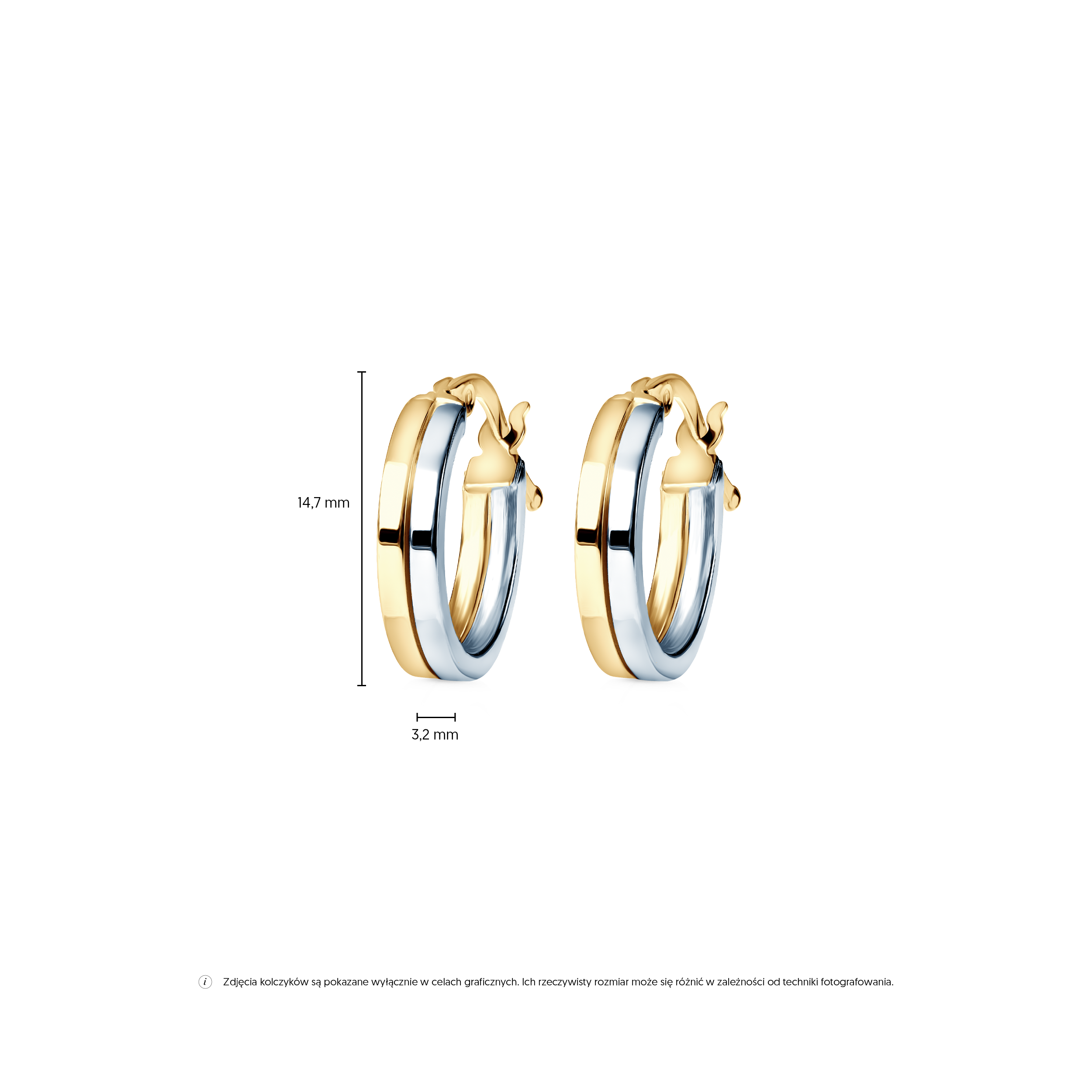 Kolczyki koła Savicki: dwukolorowe złoto - 4