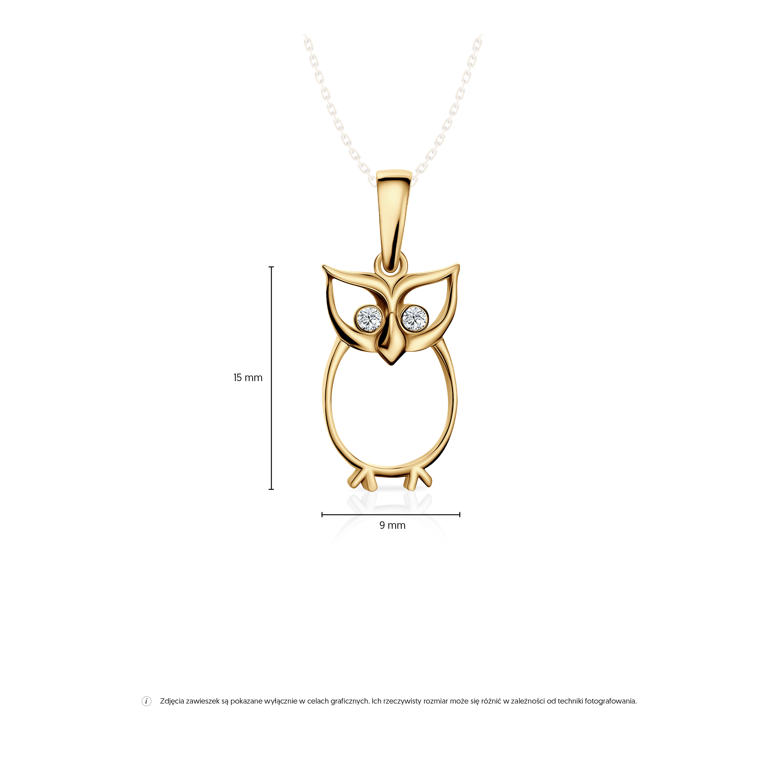 Zawieszka sowa SAVICKI: złota, cyrkonie - 3